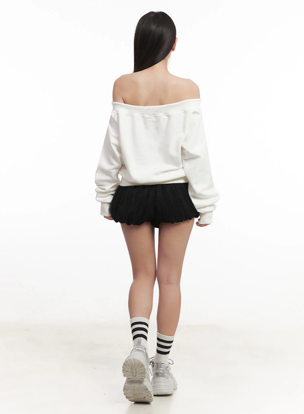 Faded Graphic Off-Shoulder String Sweatshirt IM528 - Image 13