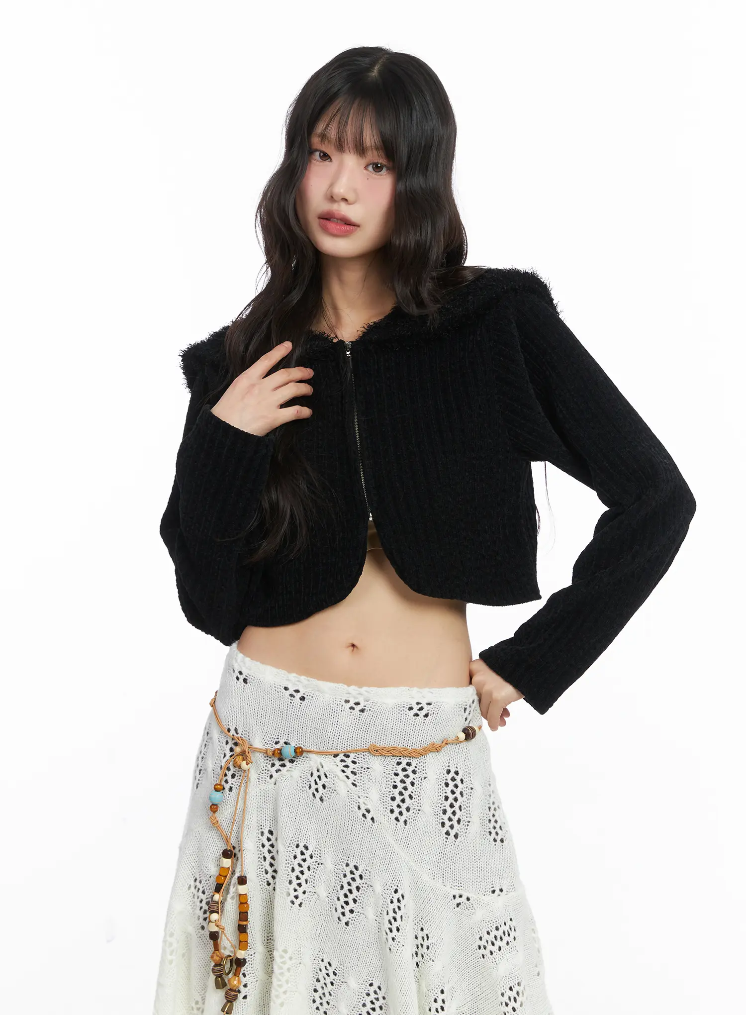 Faux Fur Cropped Cardigan CD531 - Image 11