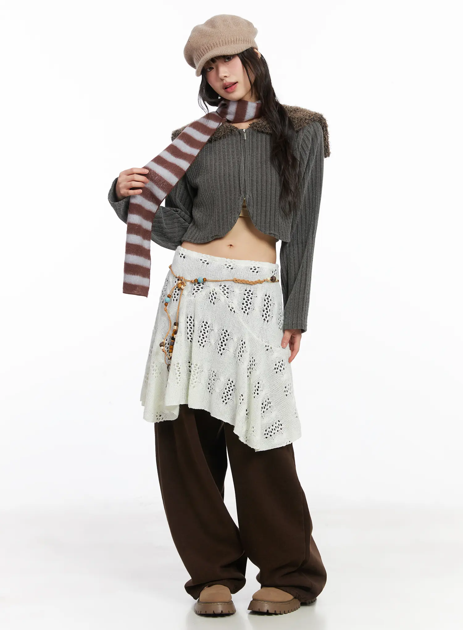Faux Fur Cropped Cardigan CD531 - Image 3