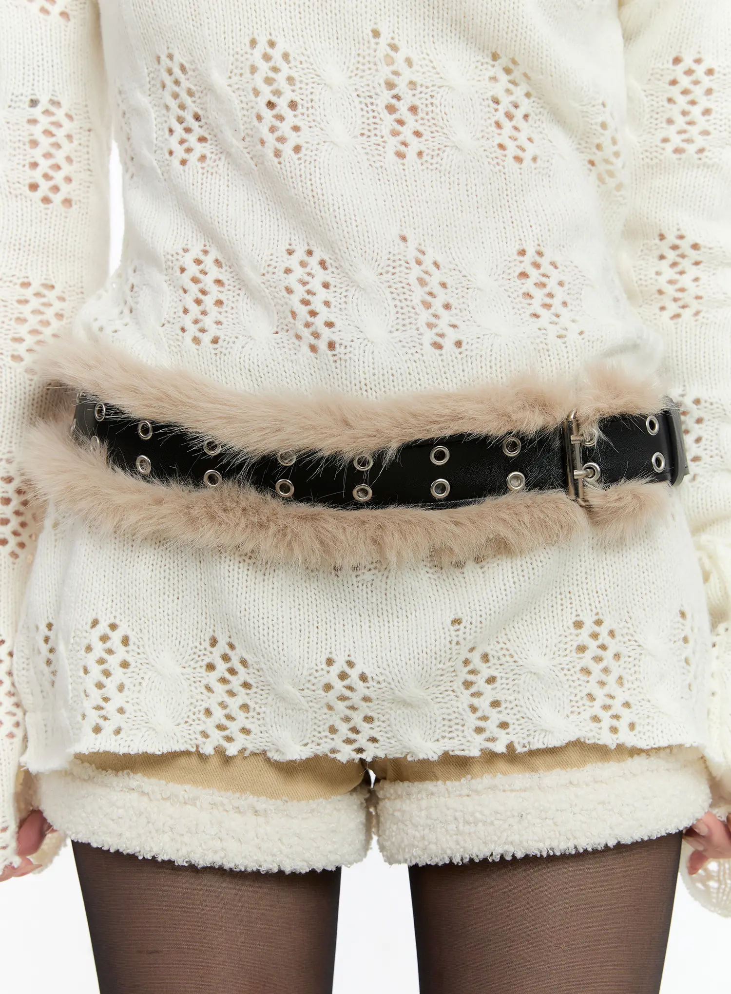 Faux Fur Eyelet Belt CN524
