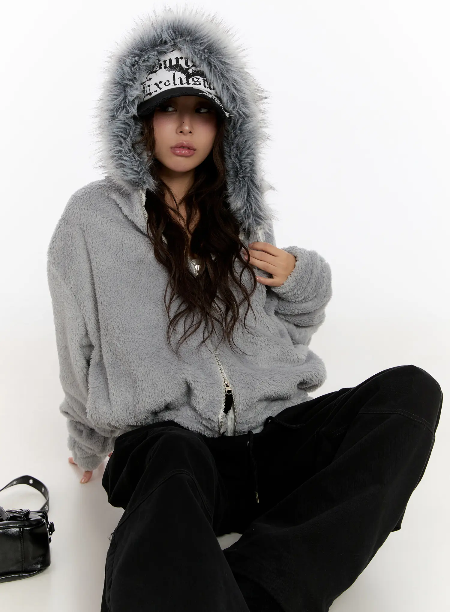 Faux Fur Fleece Zip-Up Hoodie CN527