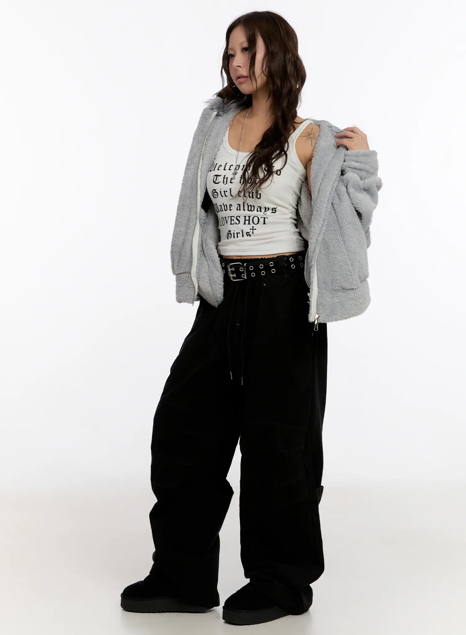 Faux Fur Fleece Zip-Up Hoodie CN527 - Image 7