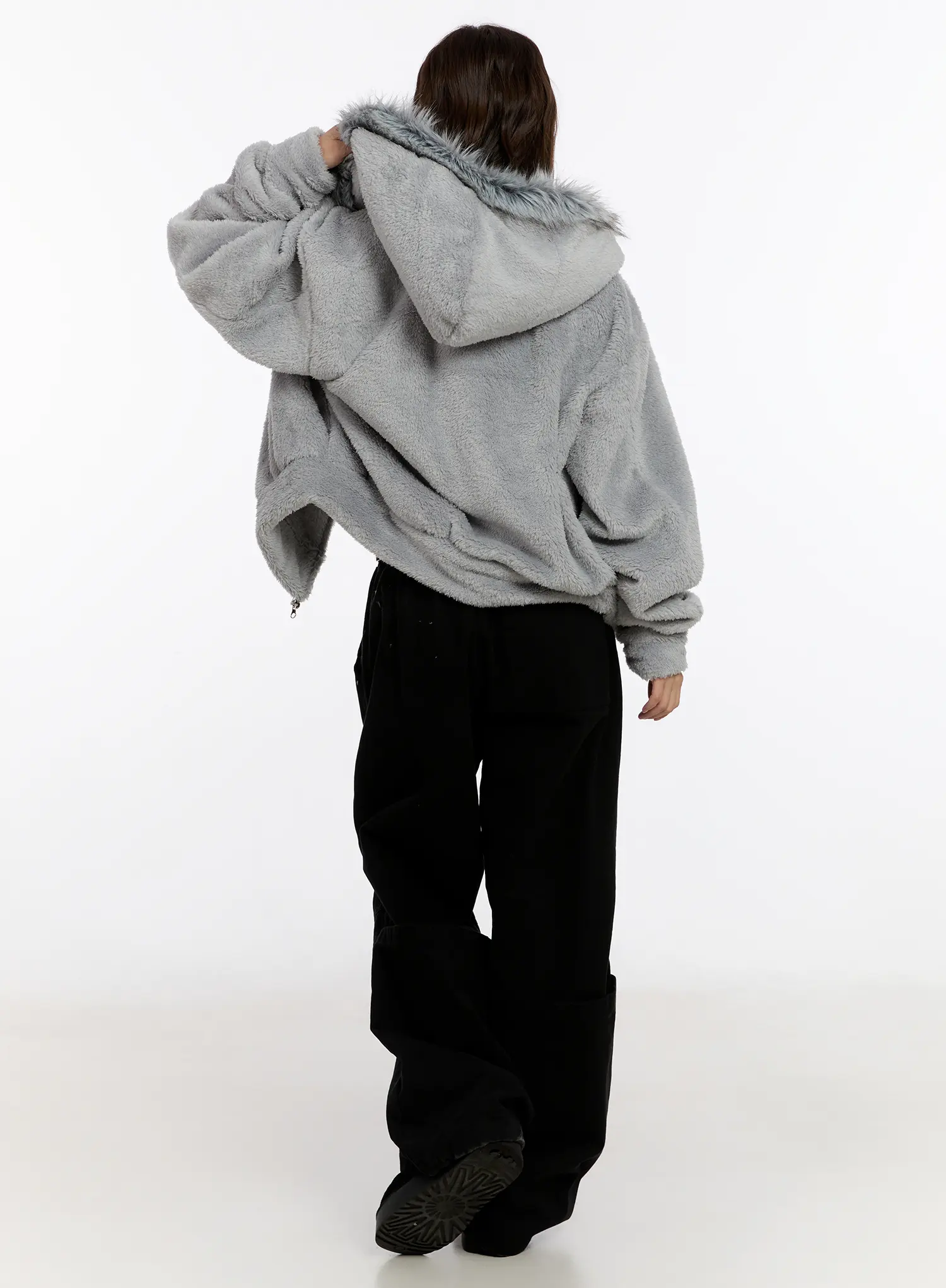 Faux Fur Fleece Zip-Up Hoodie CN527 - Image 9