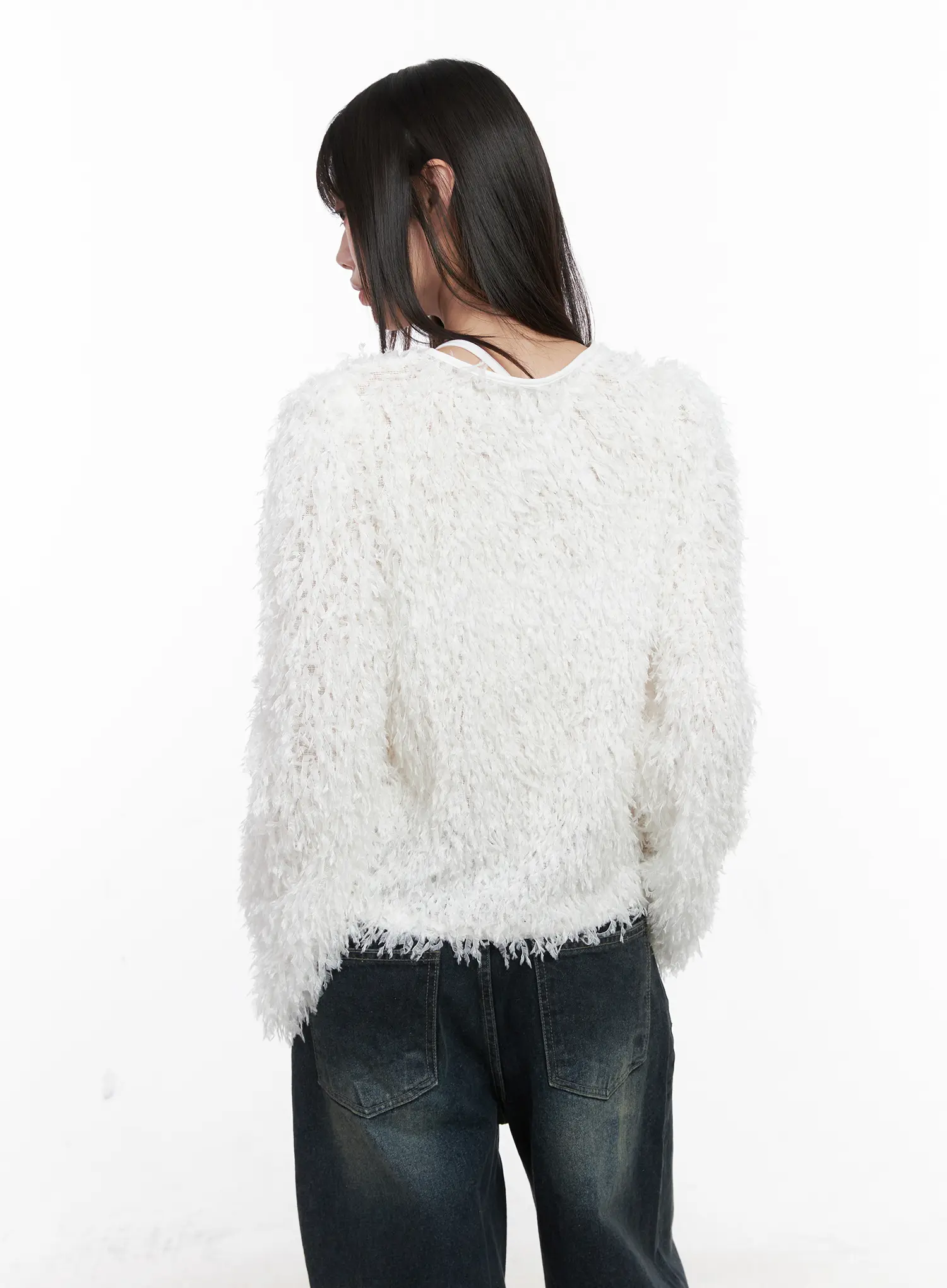 Faux Fur Ribbon Cardigan CN511 - Image 8