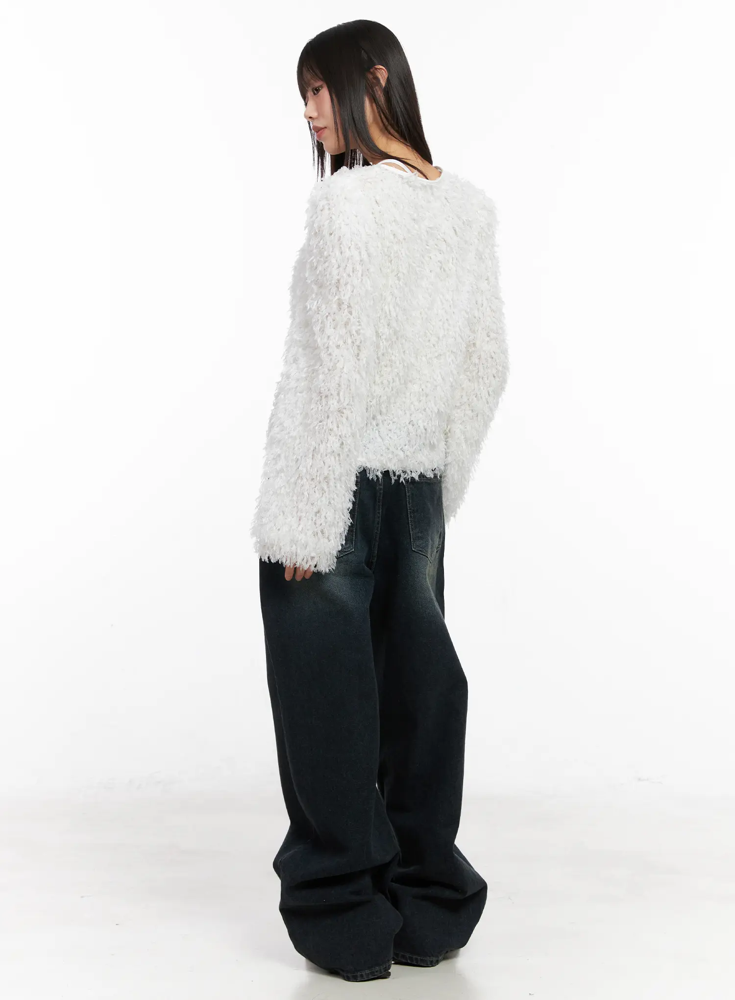 Faux Fur Ribbon Cardigan CN511 - Image 9