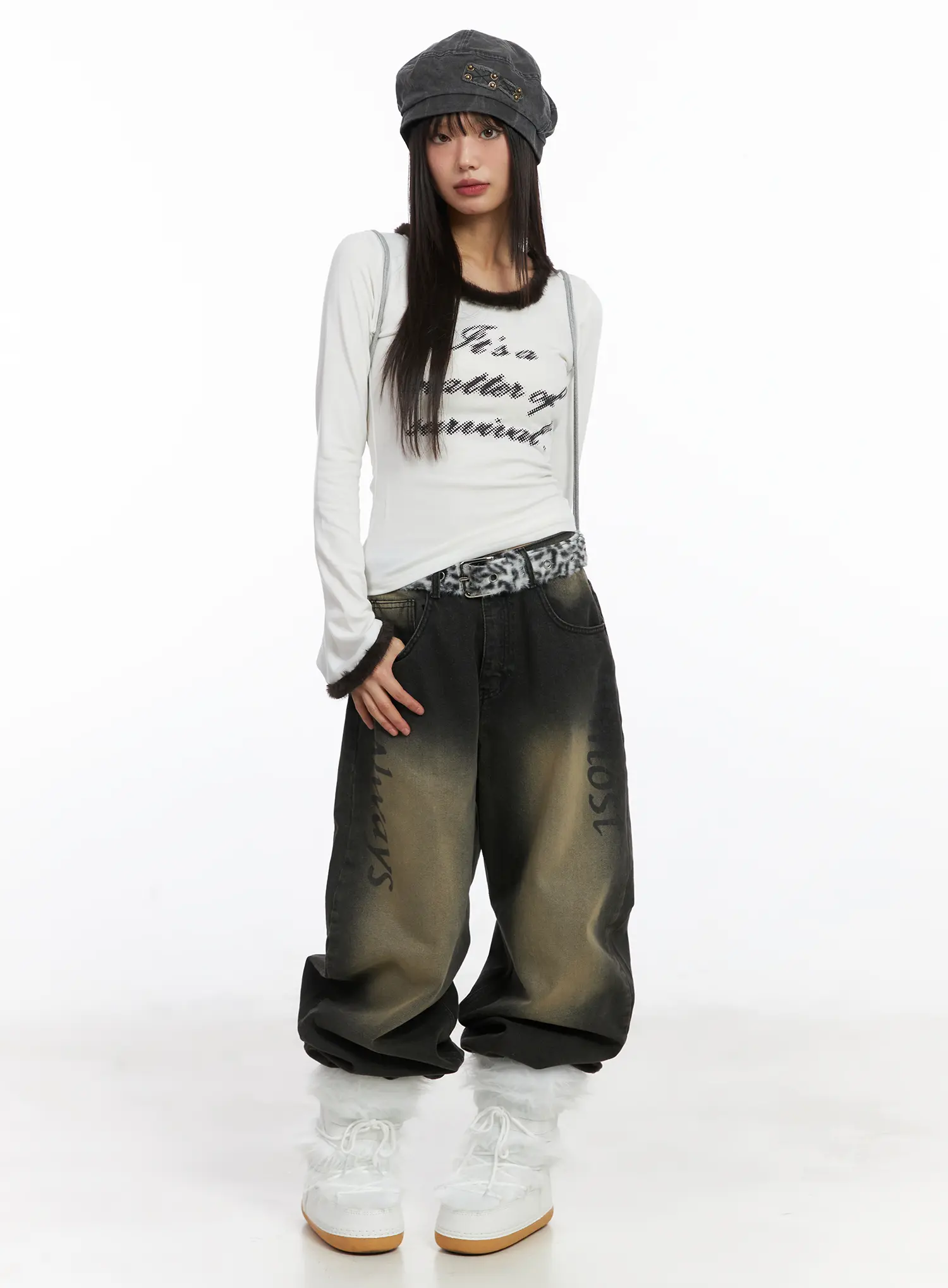 Faux Fur Trim Fleece Long Sleeve Top CD518 - Image 9