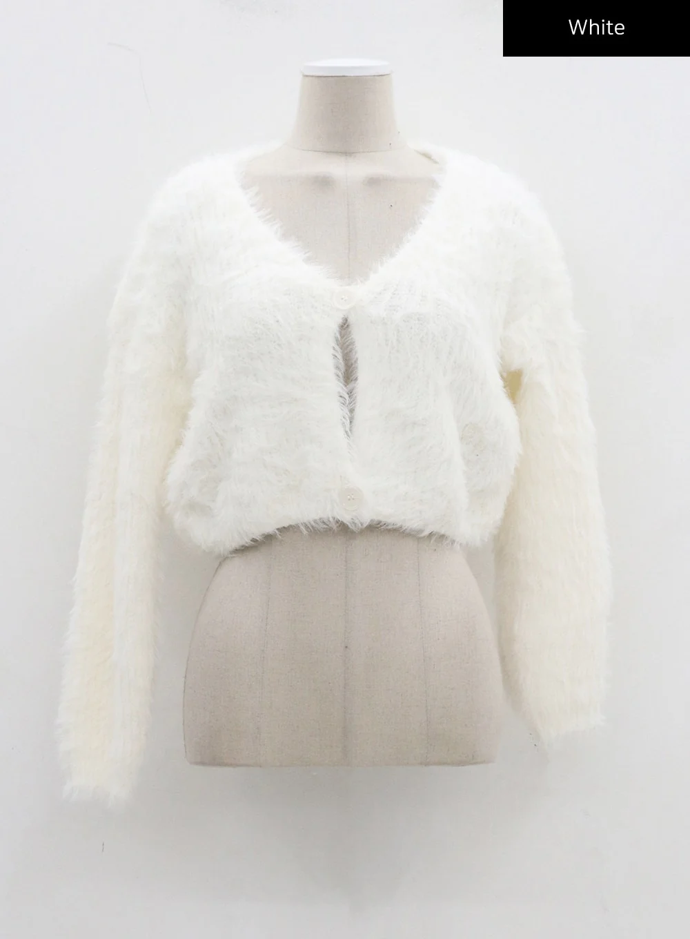 Faux Fur Two Button Cropped Cardigan CJ325 - Image 17