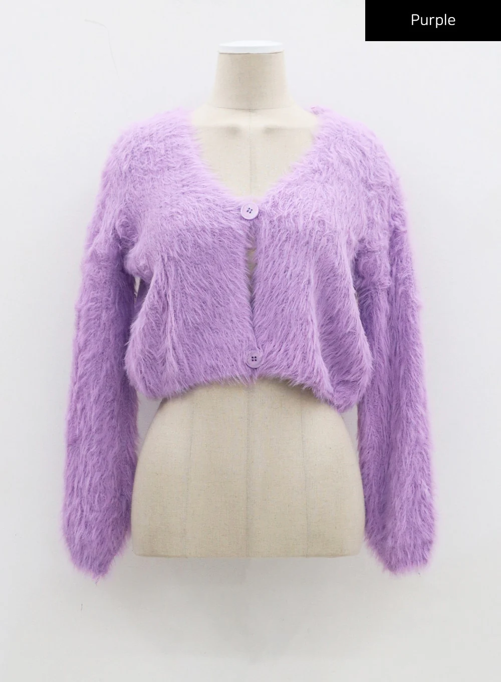 Faux Fur Two Button Cropped Cardigan CJ325 - Image 19