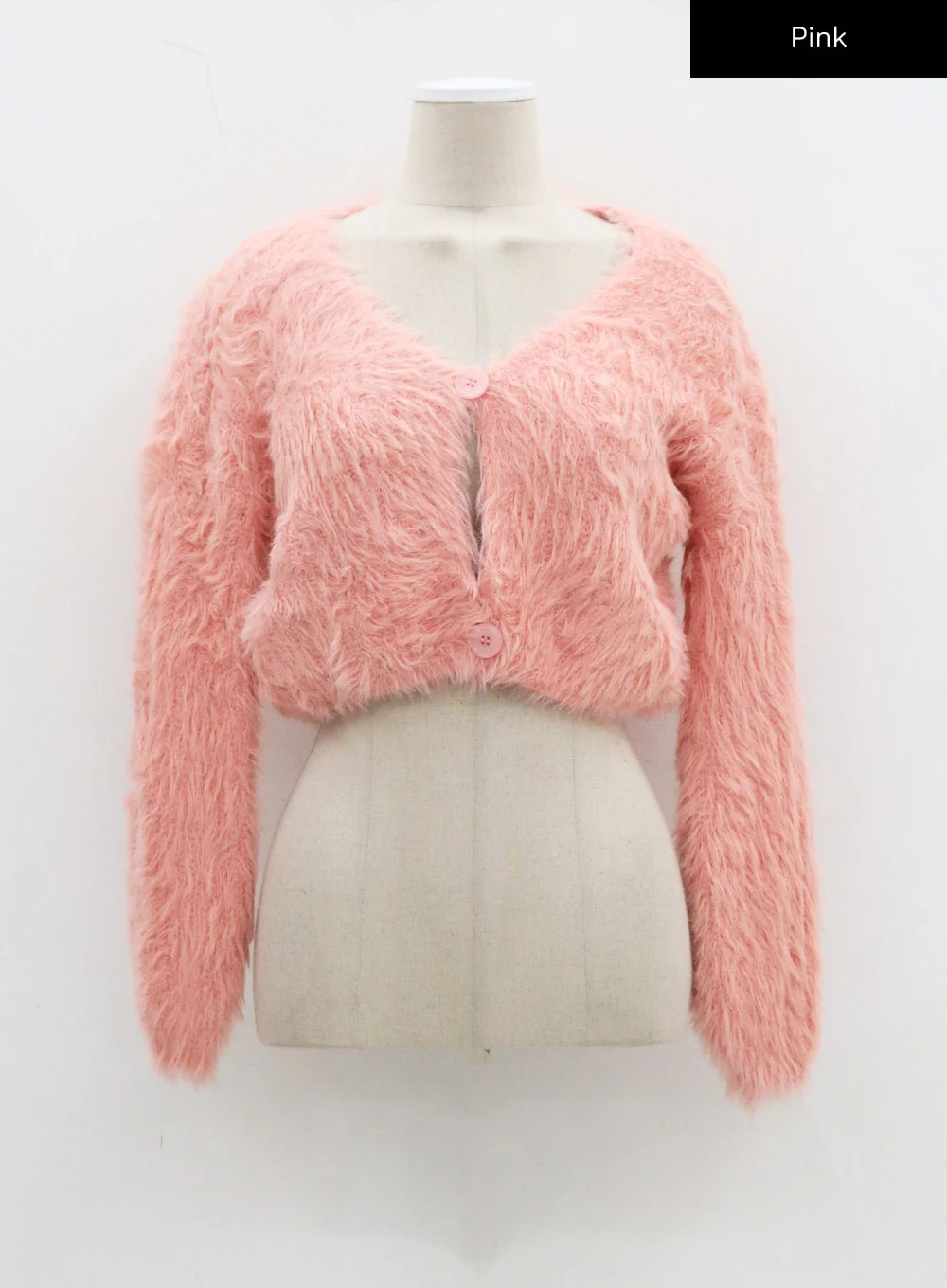 Faux Fur Two Button Cropped Cardigan CJ325 - Image 20