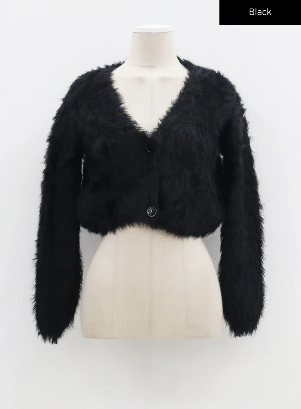 Faux Fur Two Button Cropped Cardigan CJ325 - Image 21