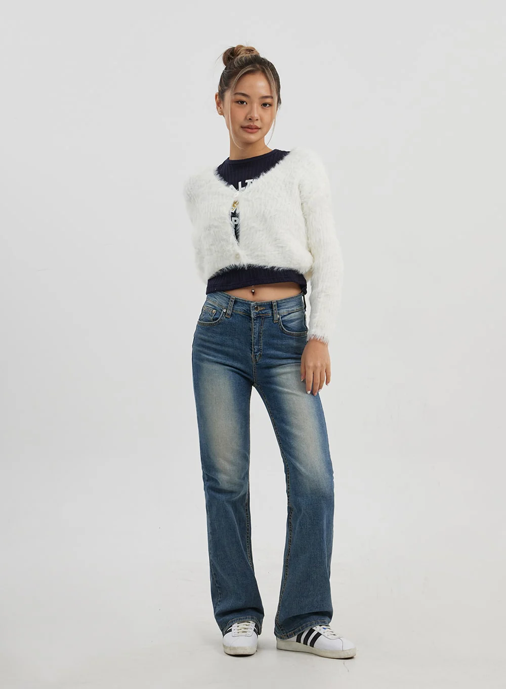 Faux Fur Two Button Cropped Cardigan CJ325 - Image 7