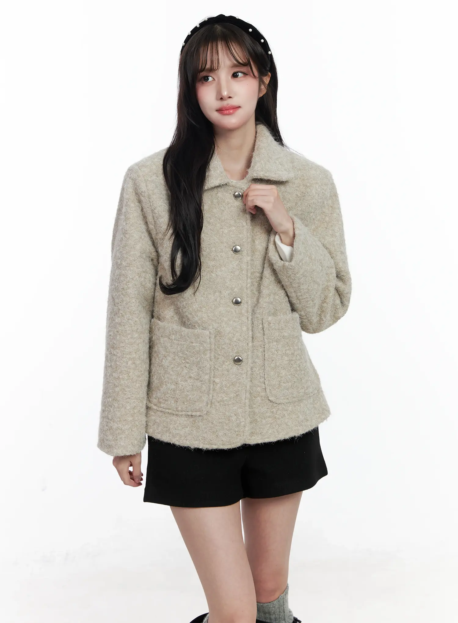 Faux Fur Two-Pocket Half Jacket IJ529 - Image 11
