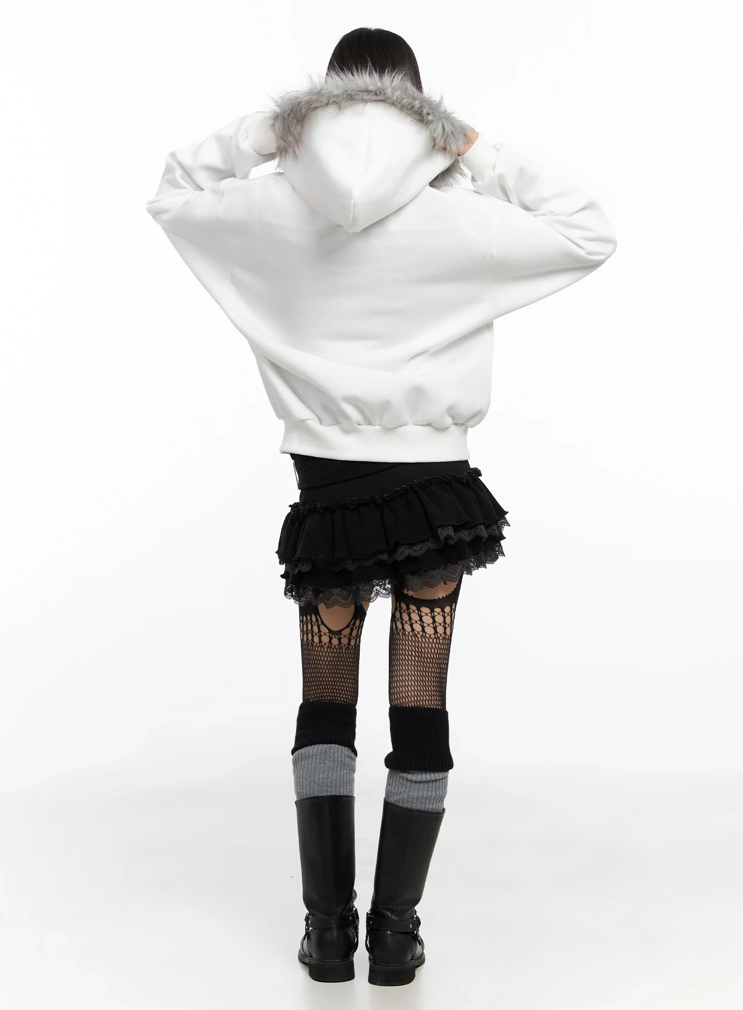 Faux Fur Zip-Up Hoodie IN503 - Image 10