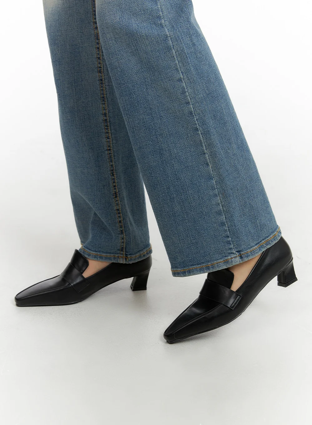 Faux Leather Loafer Pumps CJ426 - Image 2