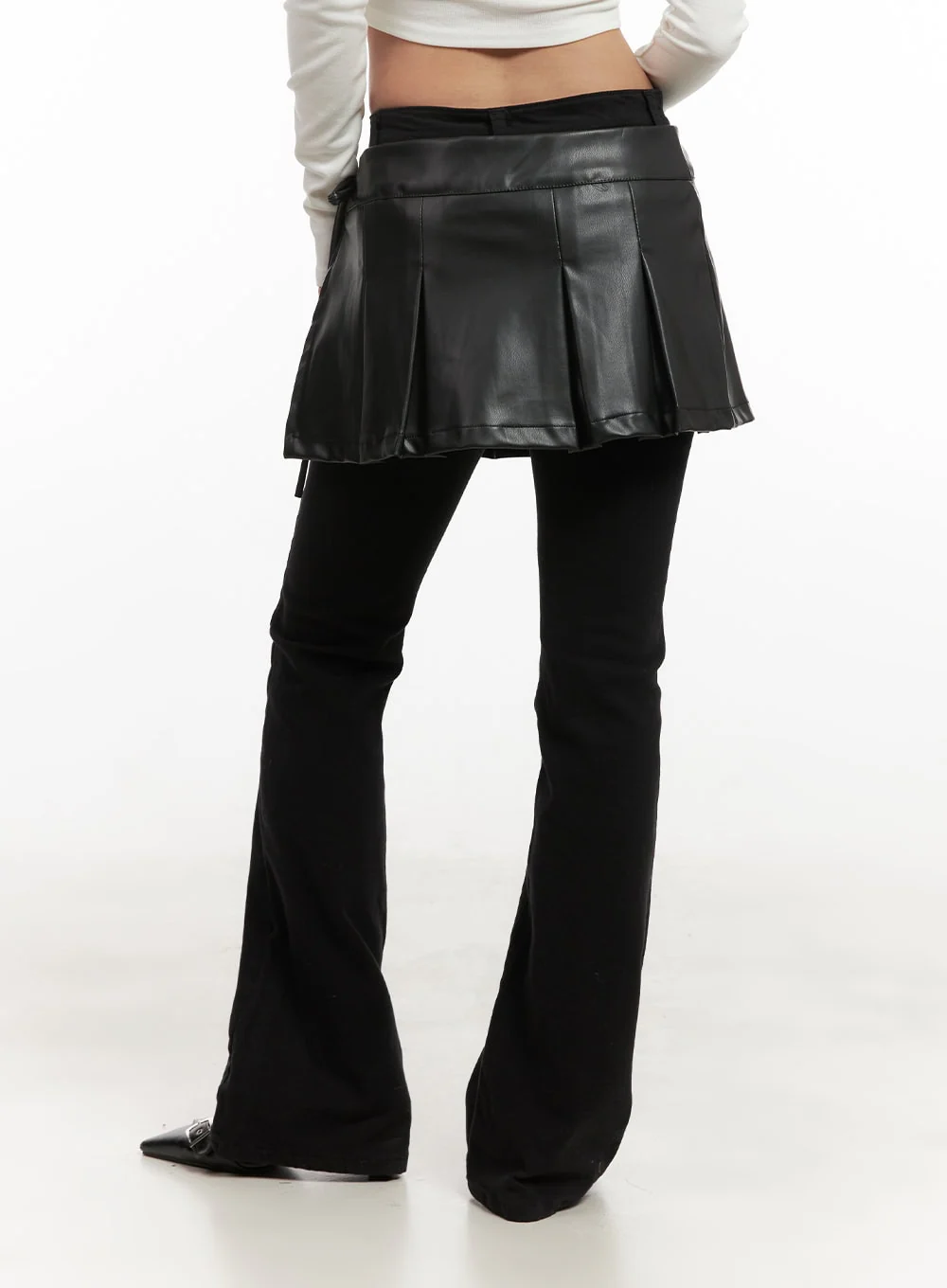 Faux Leather Pleated Wrap Mini Skirt CJ508 - Image 6