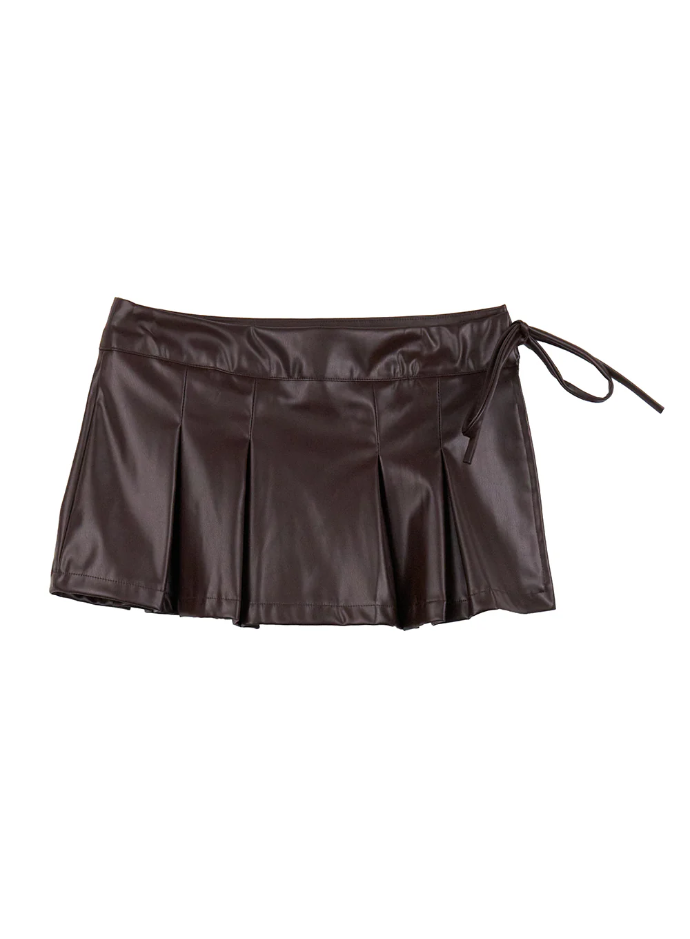 Faux Leather Pleated Wrap Mini Skirt CJ508 - Image 9