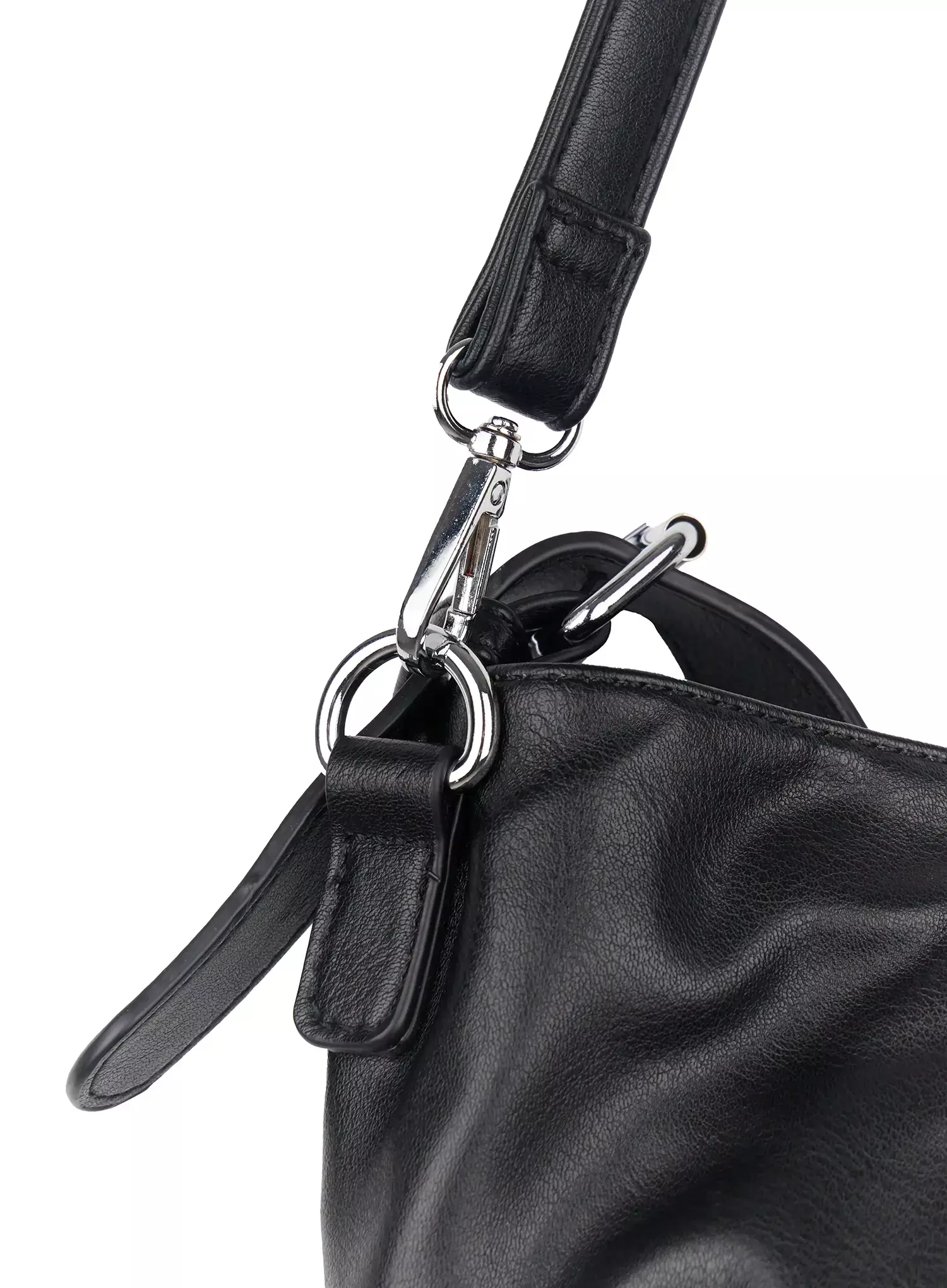 Faux Leather Two-Pocket Shoulder Bag IF505 - Image 12