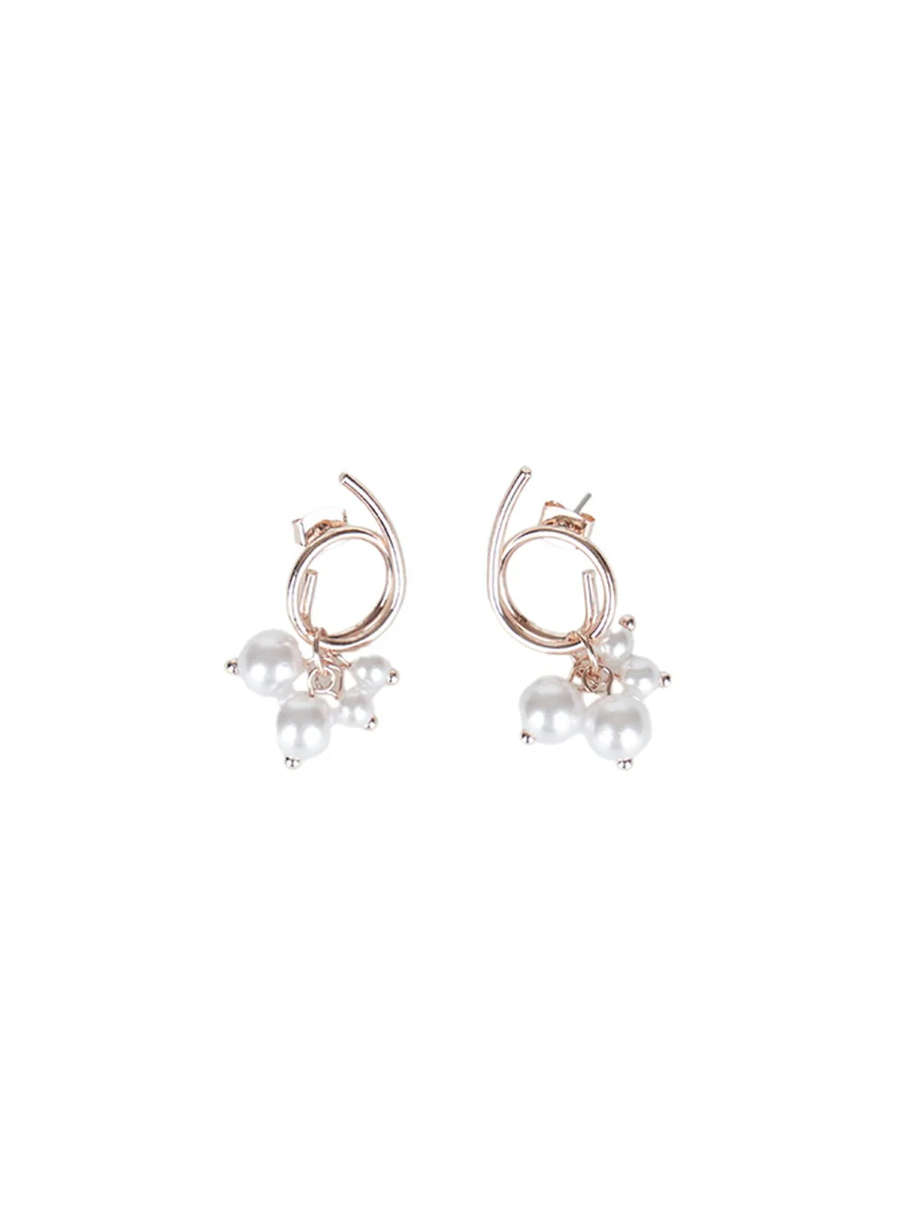 Faux-Pearl Bouquet Round Earrings CA516 - Image 5