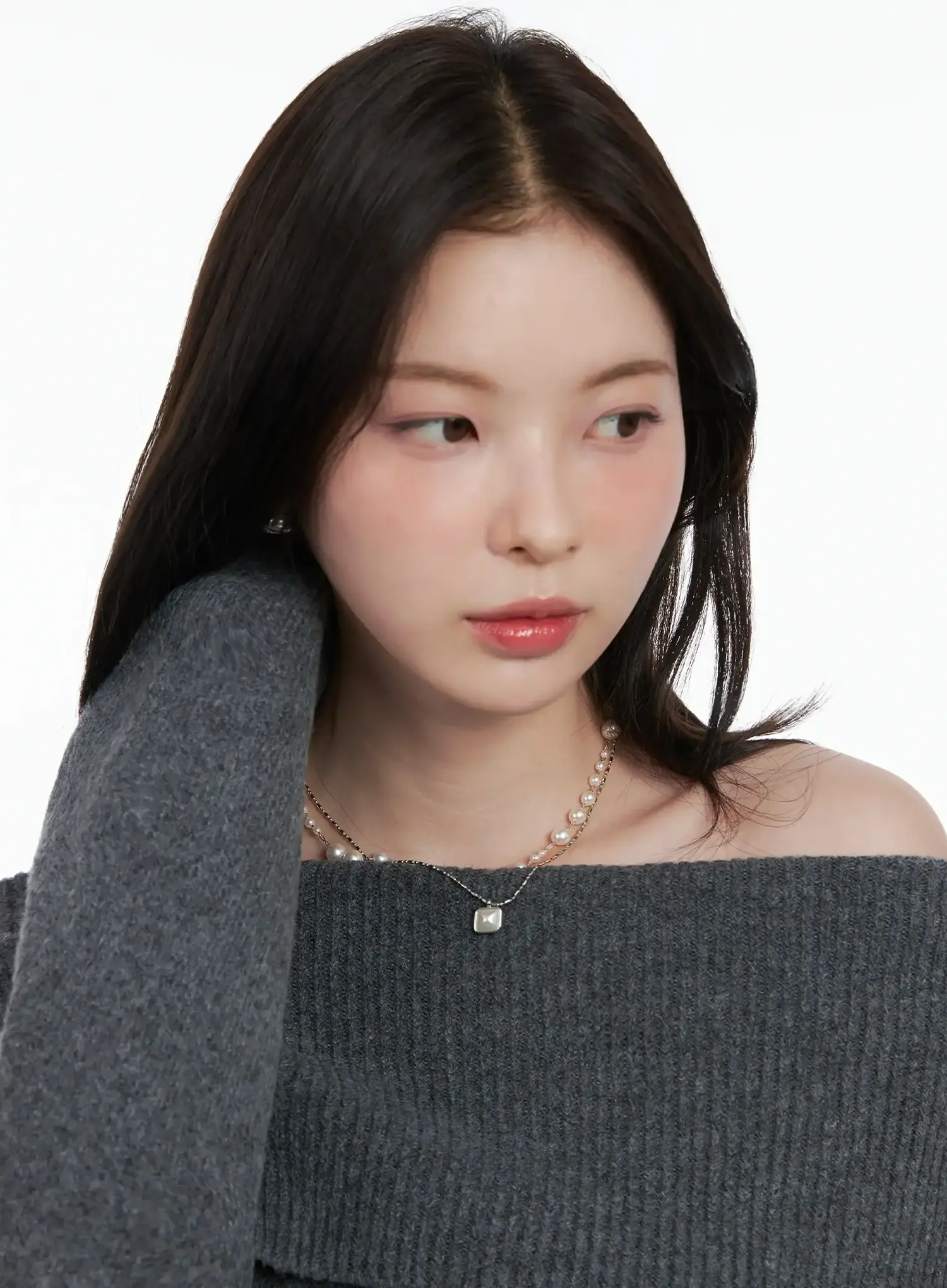 Faux-Pearl Layered Necklace  IN510 - Image 3
