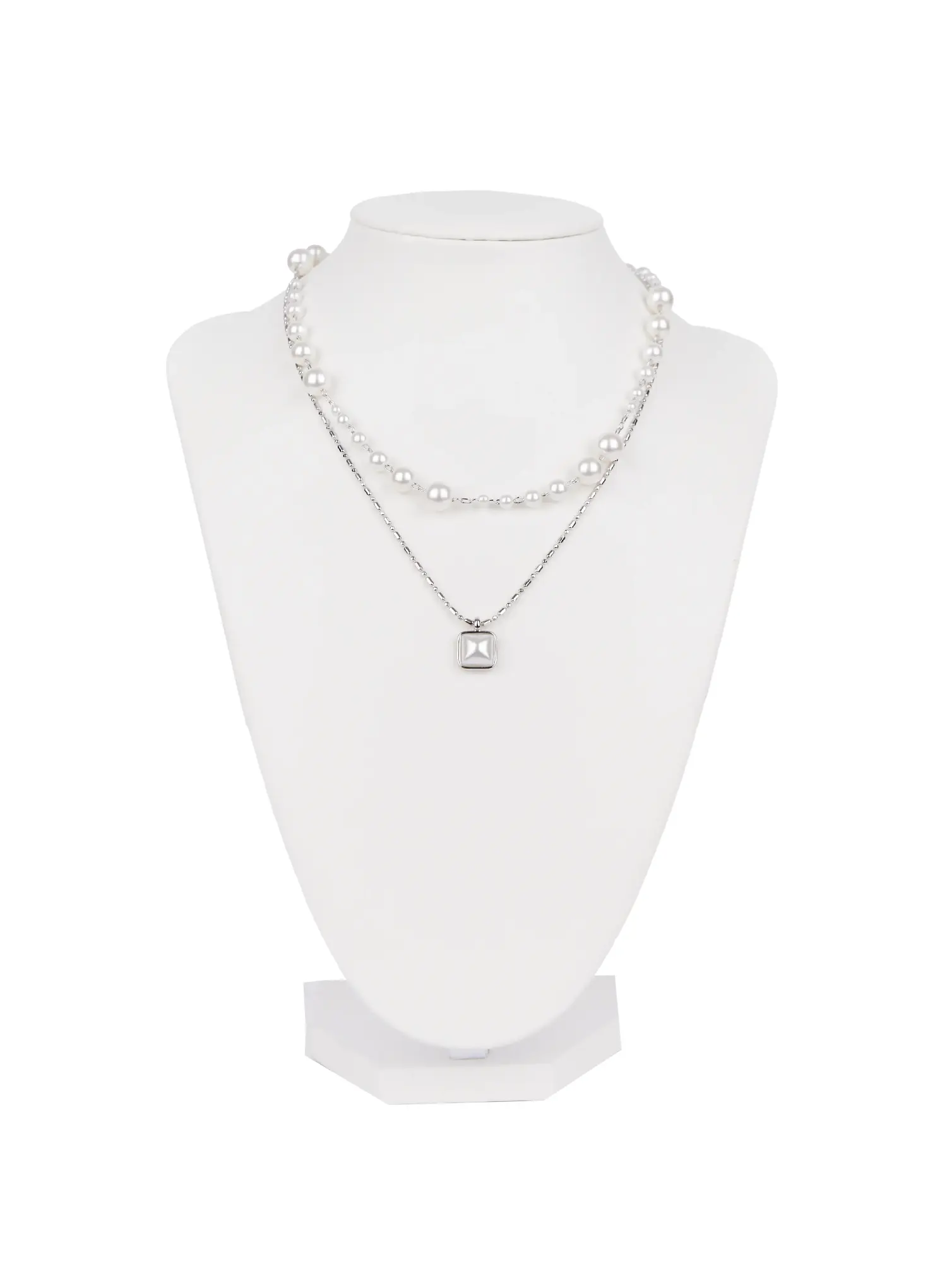 Faux-Pearl Layered Necklace  IN510 - Image 5
