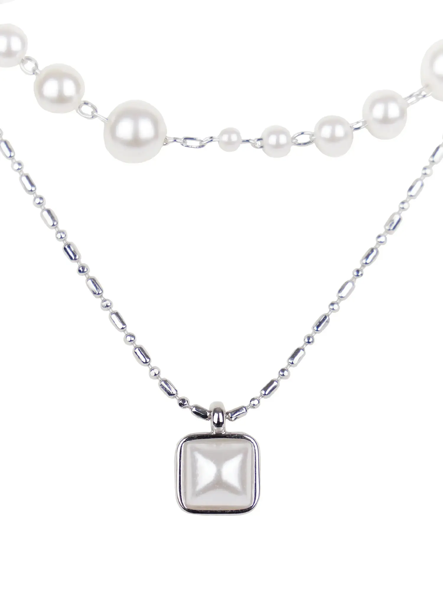 Faux-Pearl Layered Necklace  IN510 - Image 6