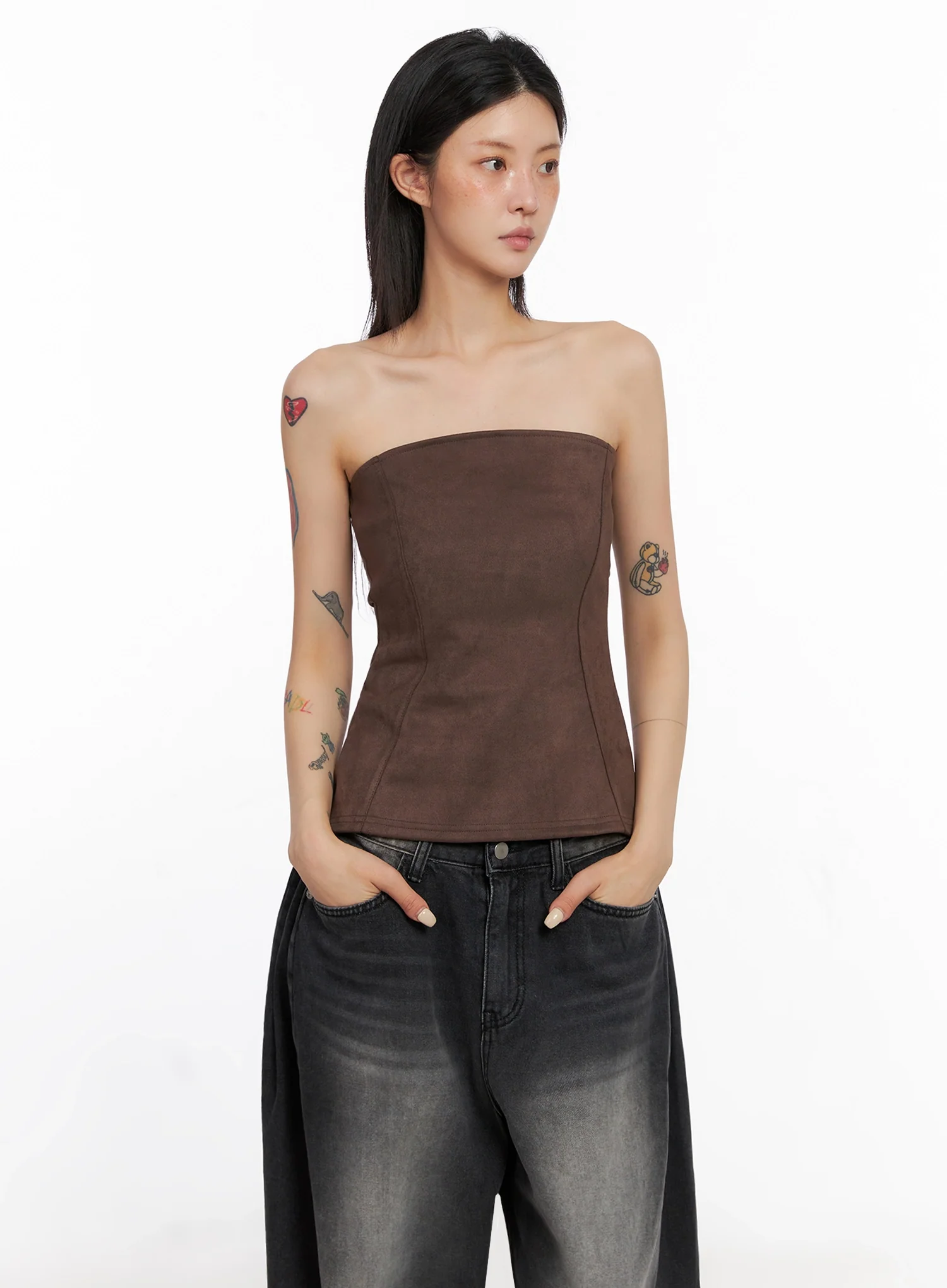 Faux Suede Tube Top IS508 - Image 4
