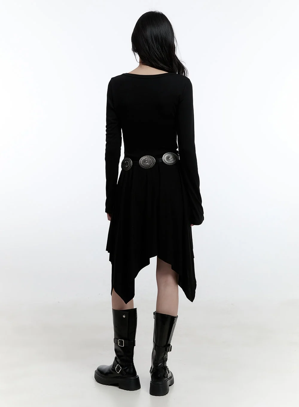 Flared Asymmetric Long Sleeve Midi Dress CJ522 - Image 6