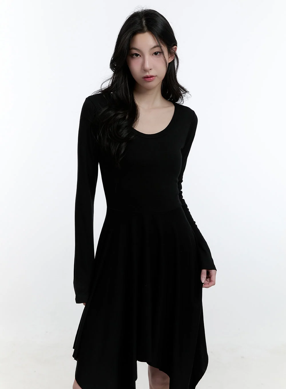 Flared Asymmetric Long Sleeve Midi Dress CJ522 - Image 7