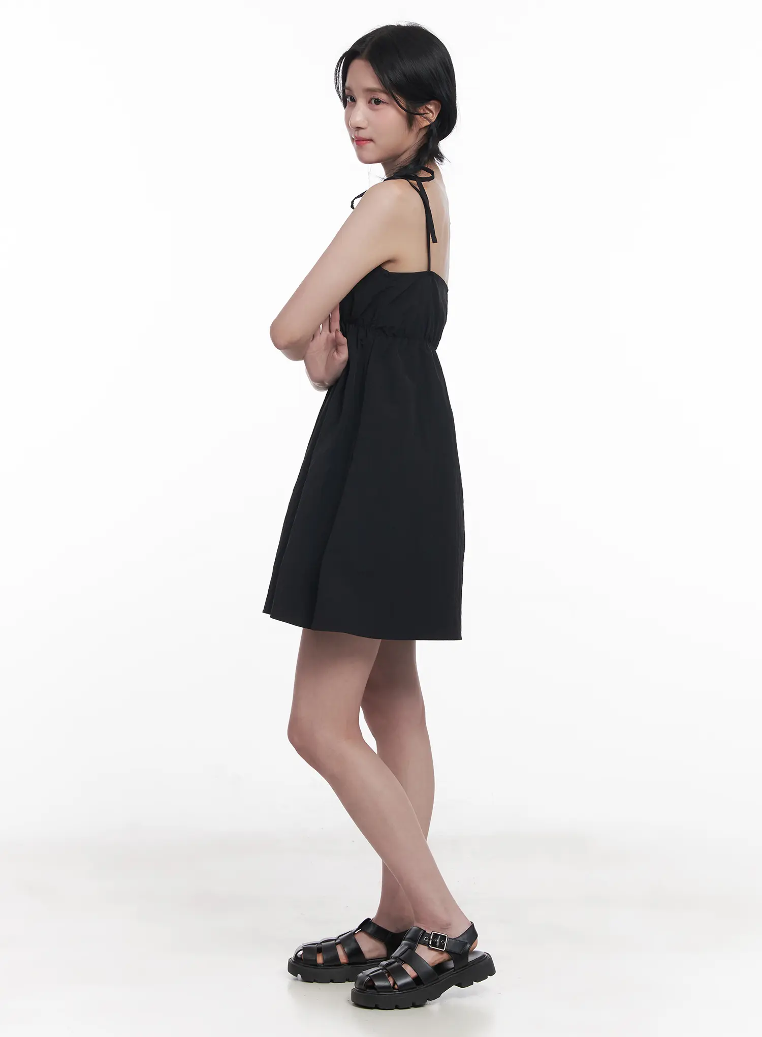 Flared Ribbon-Tie Mini Dress CU525 - Image 6