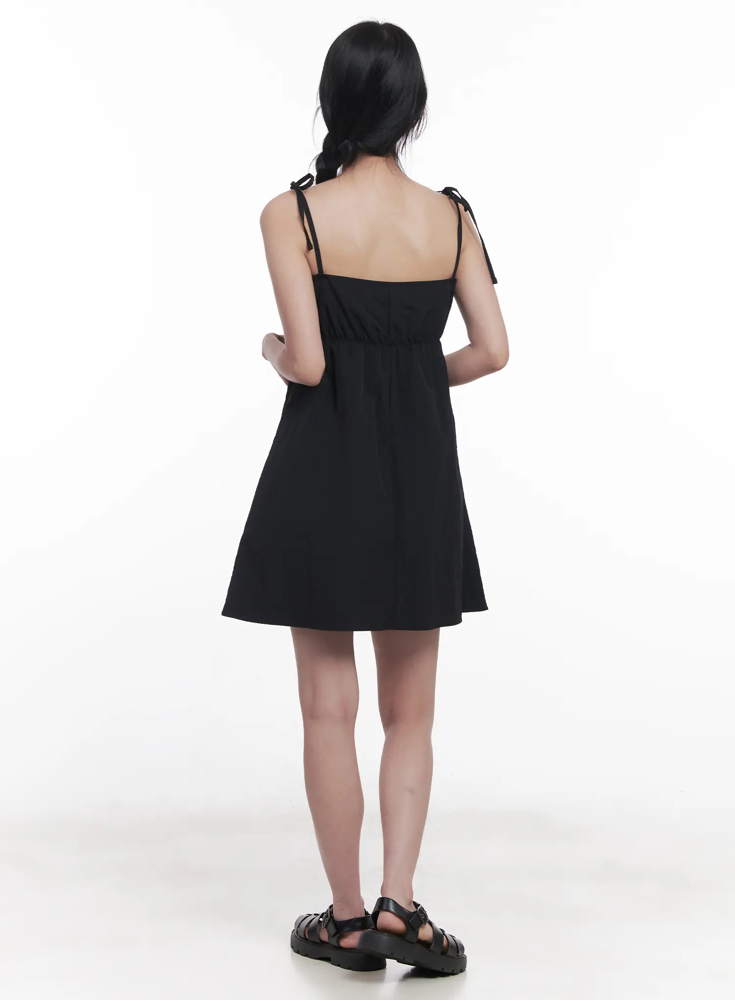 Flared Ribbon-Tie Mini Dress CU525 - Image 8