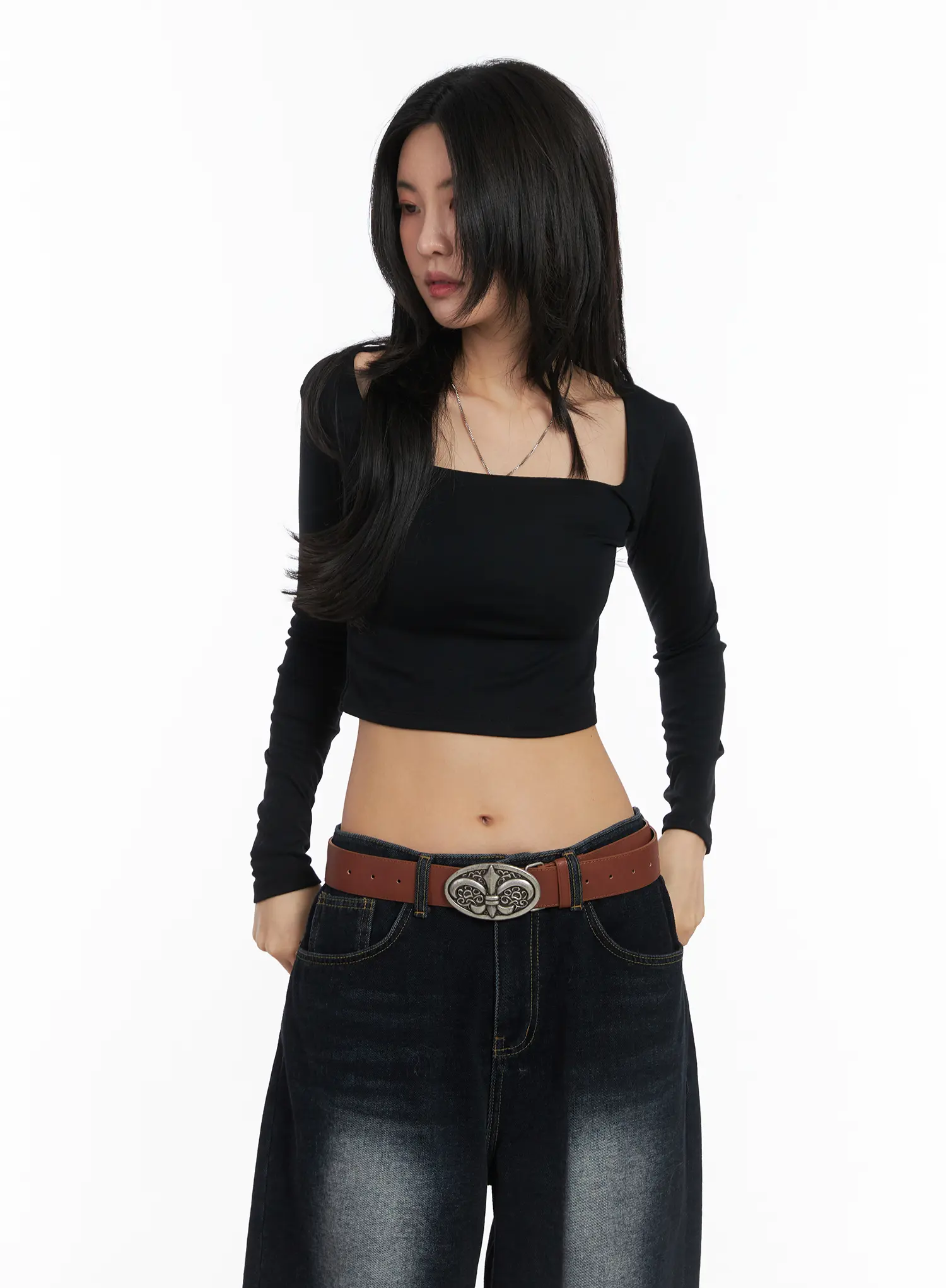 Fleece-Lined Square Neck Crop Top CD509 - Image 10
