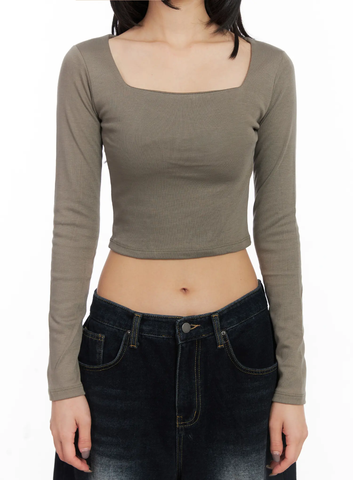 Fleece-Lined Square Neck Crop Top CD509 - Image 4