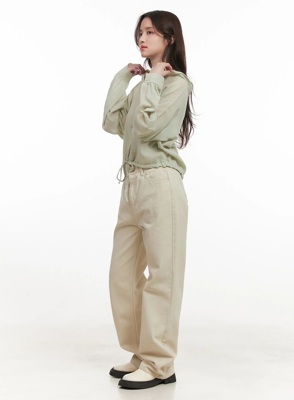 Fleece-Lined Wide-Leg Trousers CJ515 - Image 3