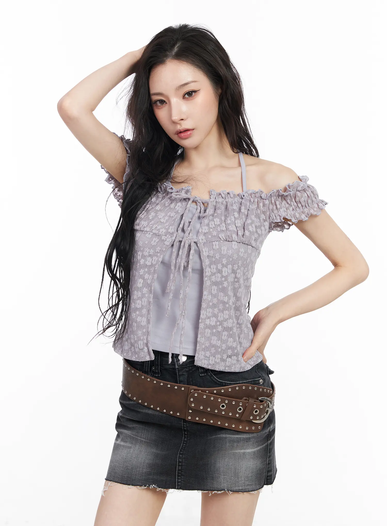 Floral Lace Halter Blouse CM519 - Image 2