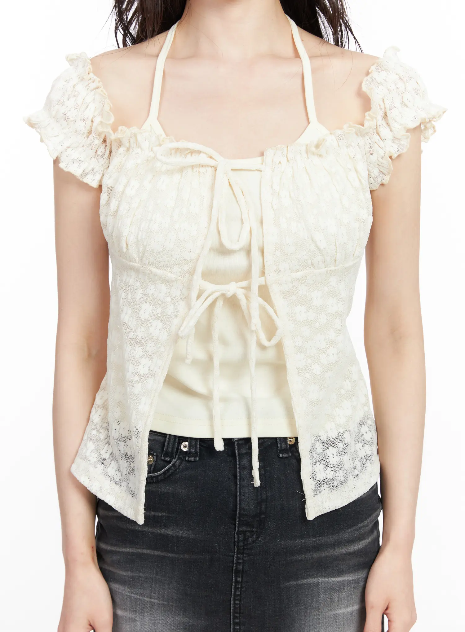 Floral Lace Halter Blouse CM519 - Image 8