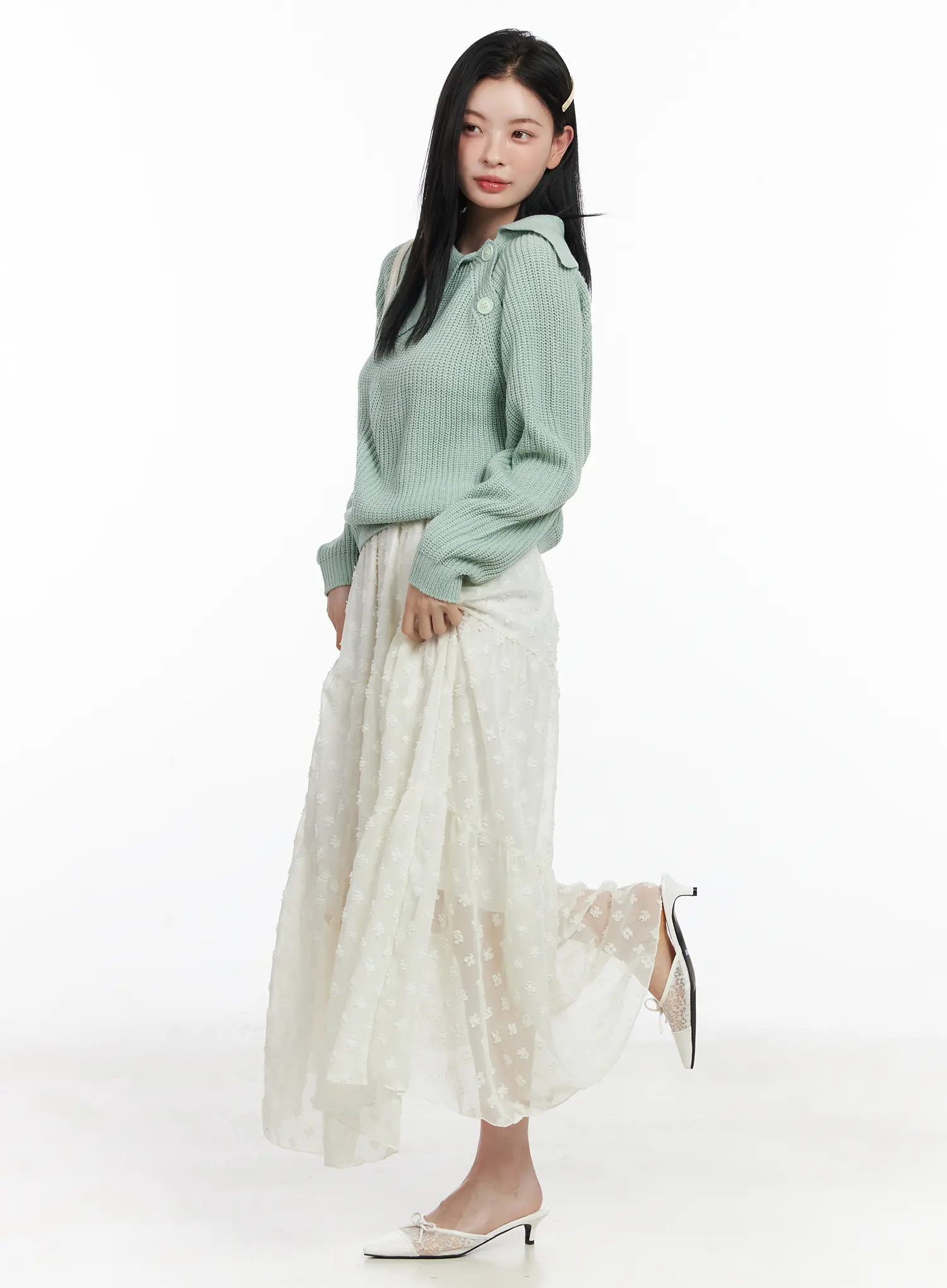Floral Lace Maxi Skirt CJ519