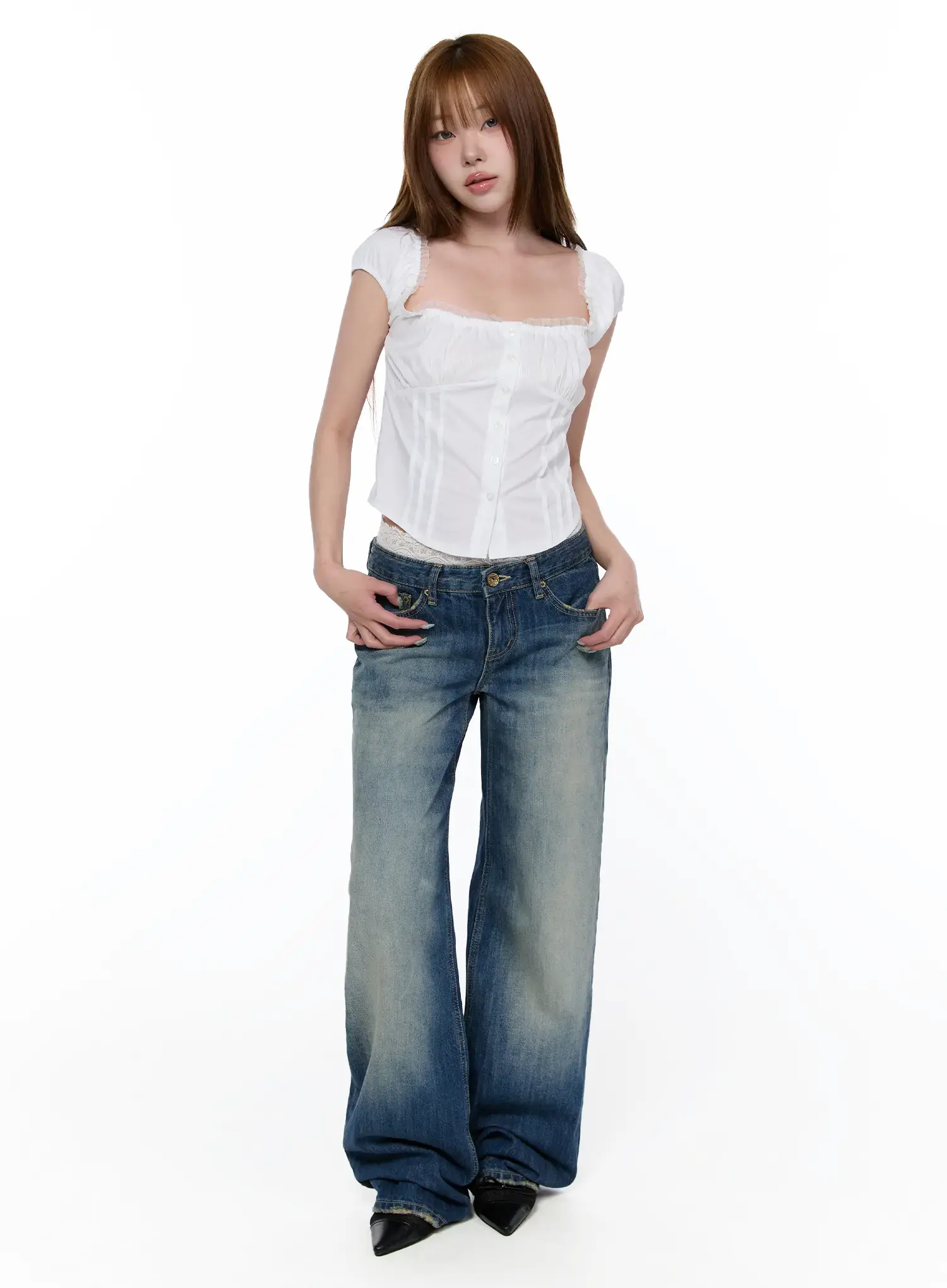 Floral Lace Trim Micro Shorts CA520 - Image 3