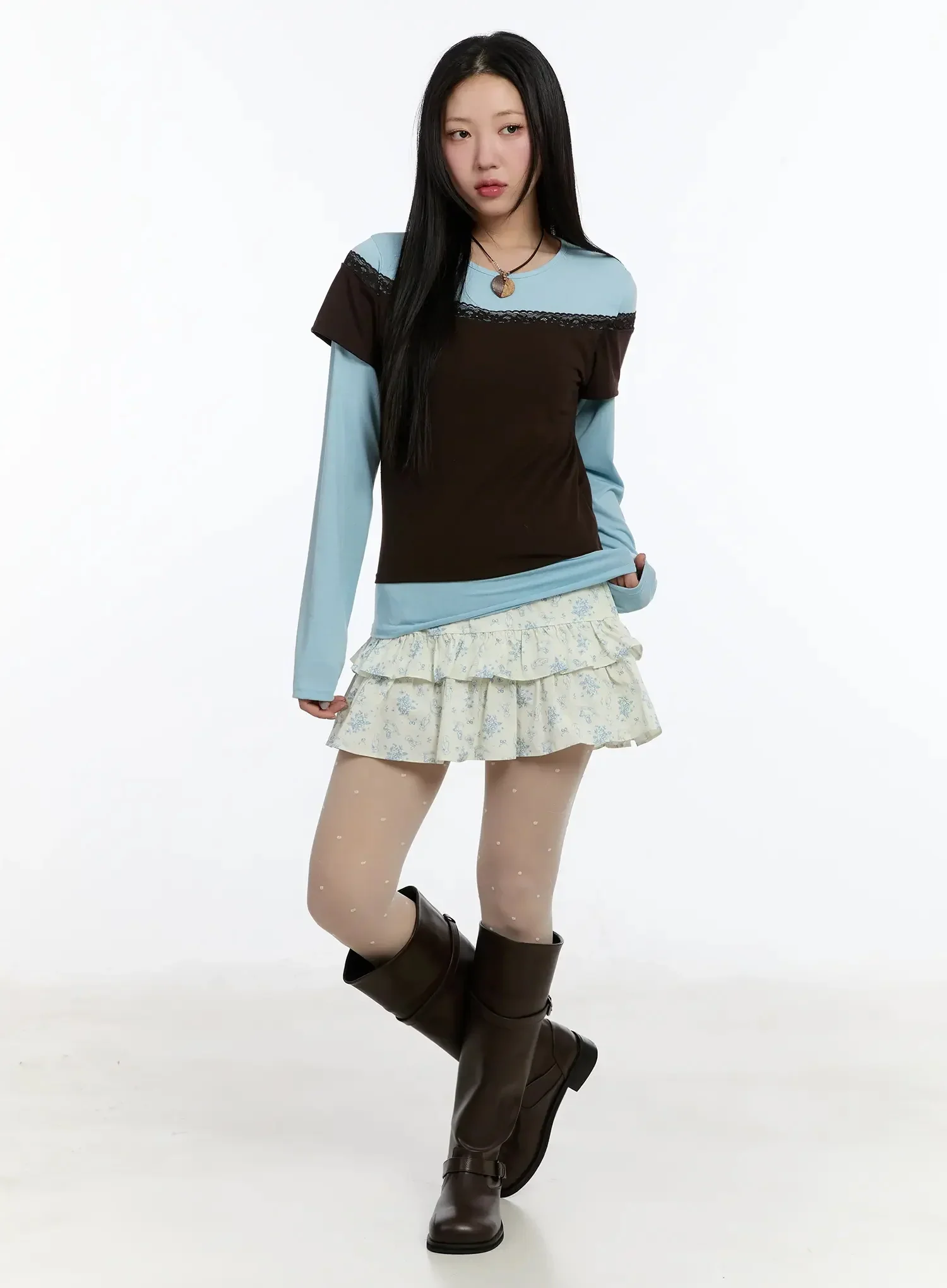 Floral Layered Mini Skirt IM509 - Image 3