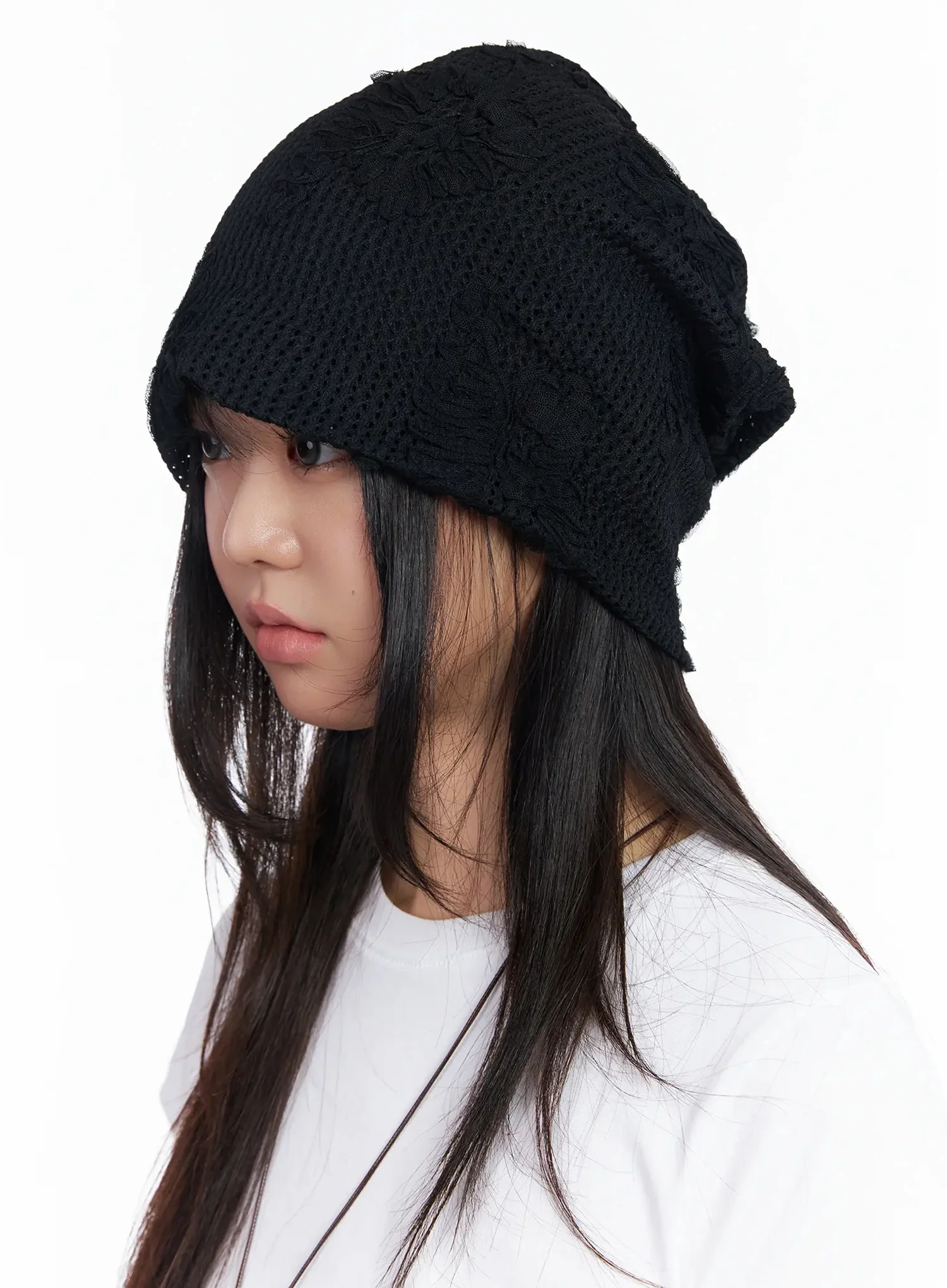 Floral Mesh Knit Beanie IA523 - Image 2