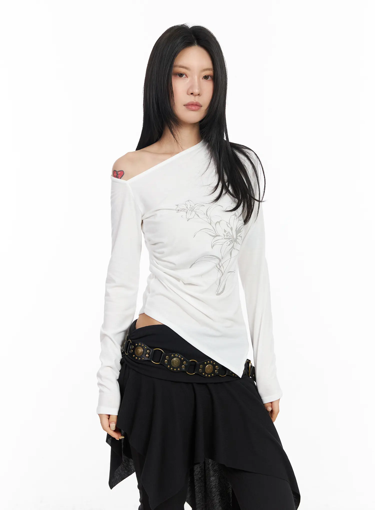 Floral Off-Shoulder Long Sleeve Top CM516 - Image 8