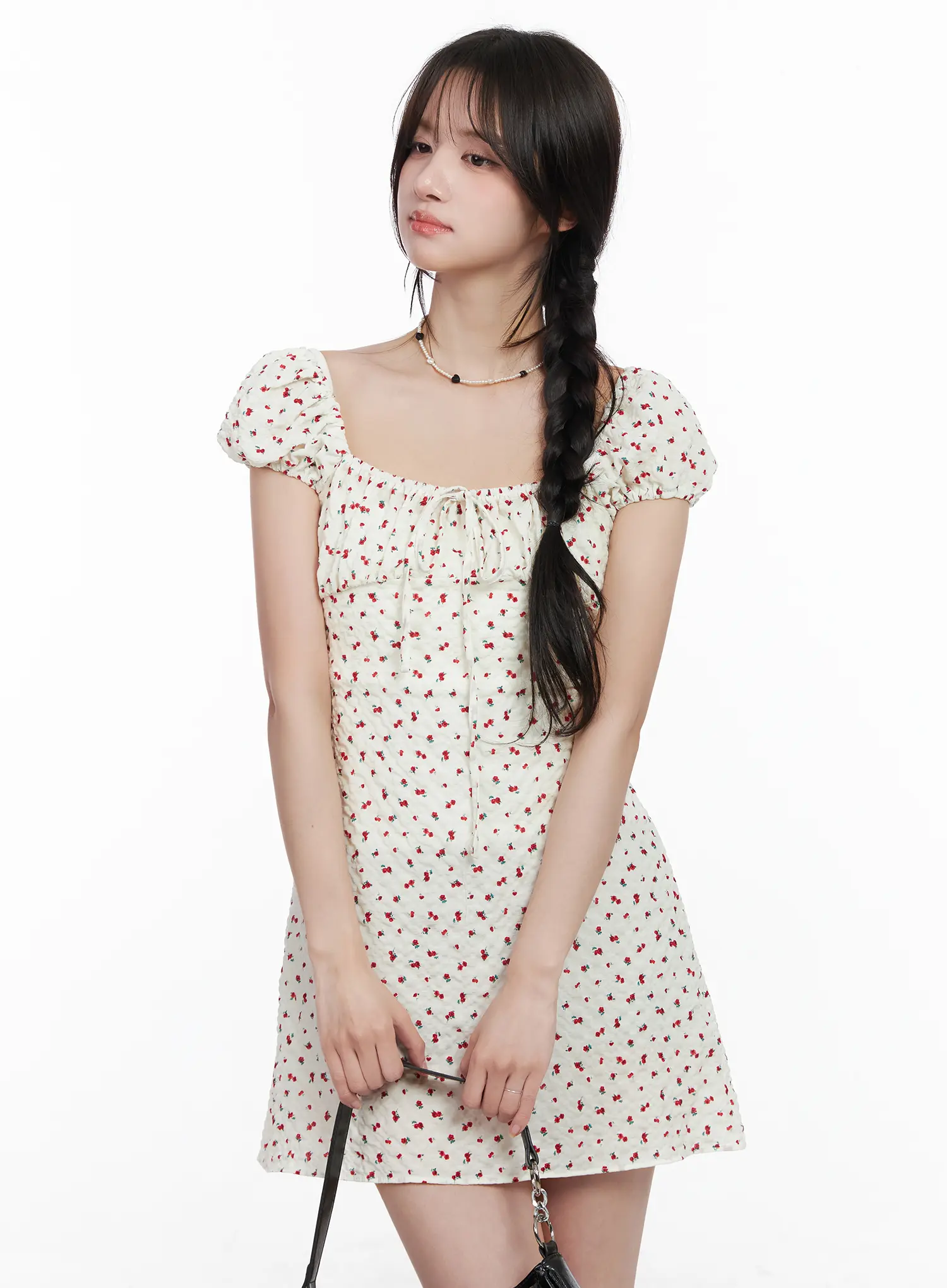 Floral Pattern Puff Sleeve Mini Dress CM527