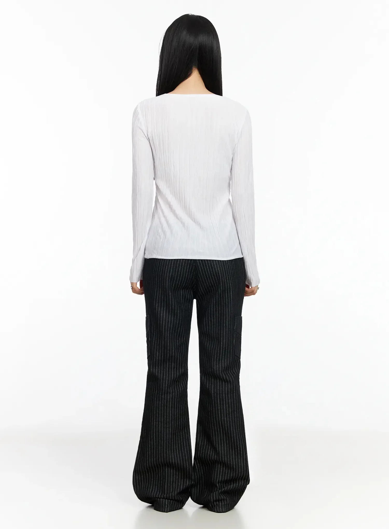 Floral Pleated U-Neck Long Sleeve CA513 - Image 11