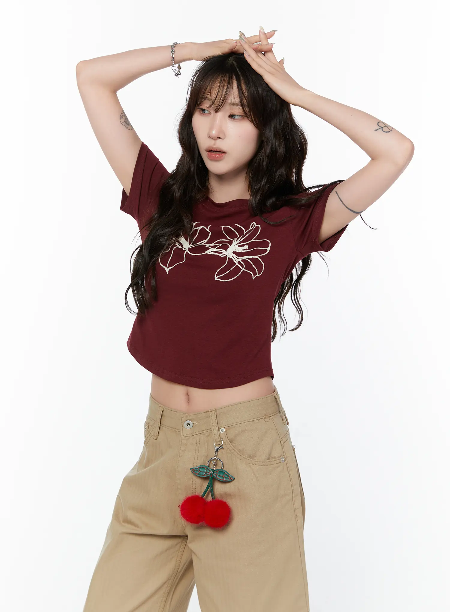 Floral Print Crop Tee CY515 - Image 10