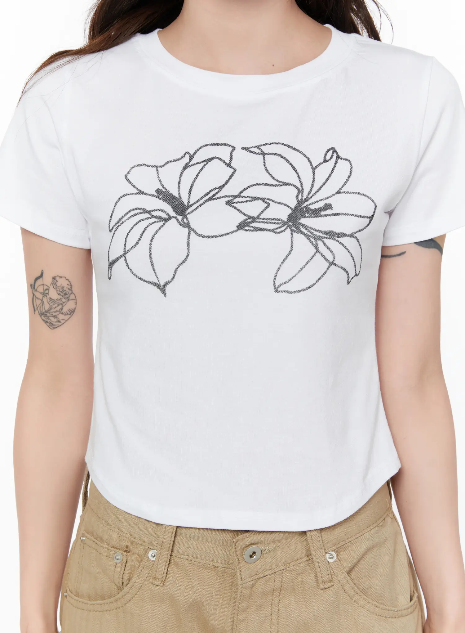 Floral Print Crop Tee CY515 - Image 5