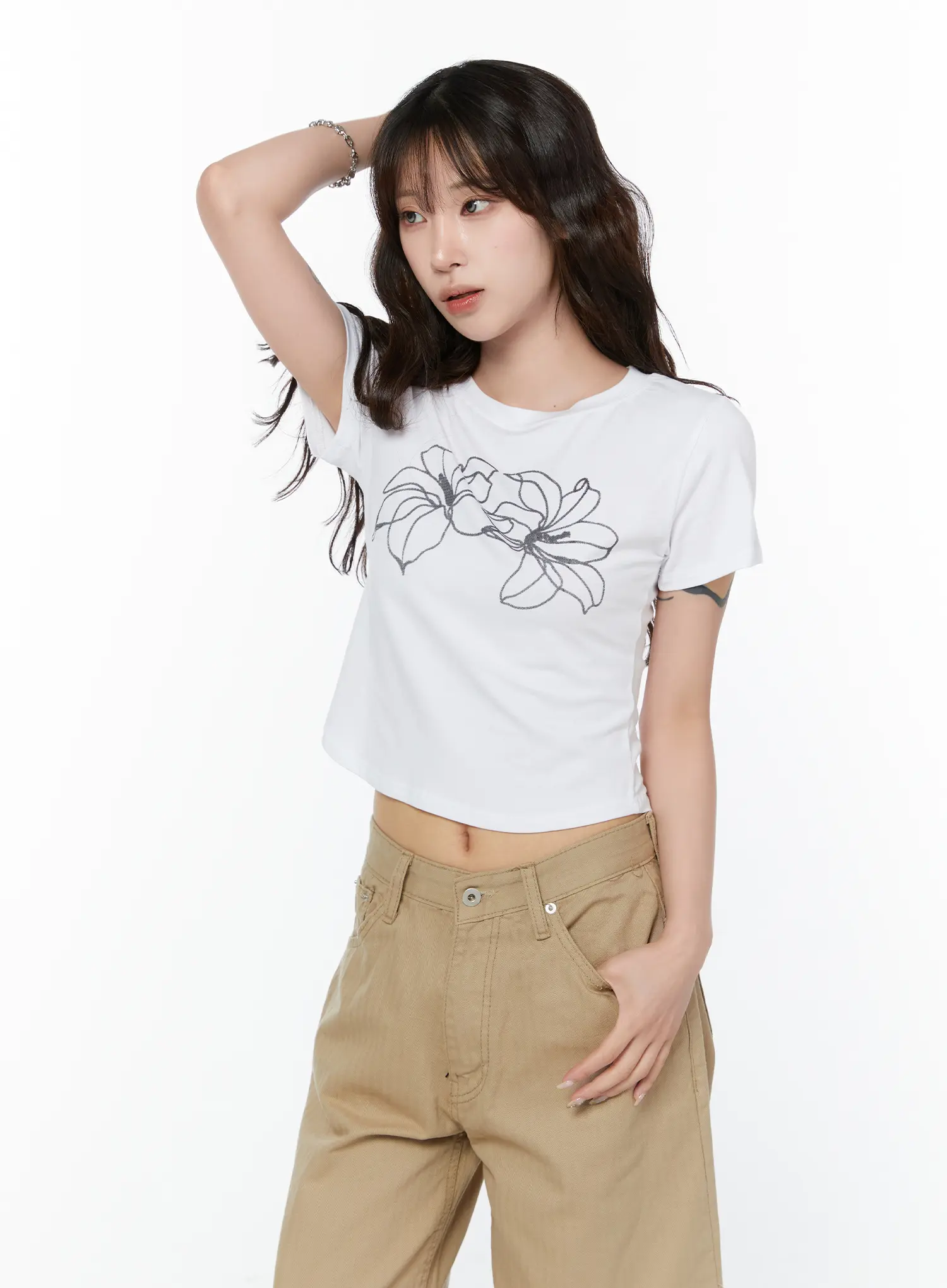 Floral Print Crop Tee CY515 - Image 6