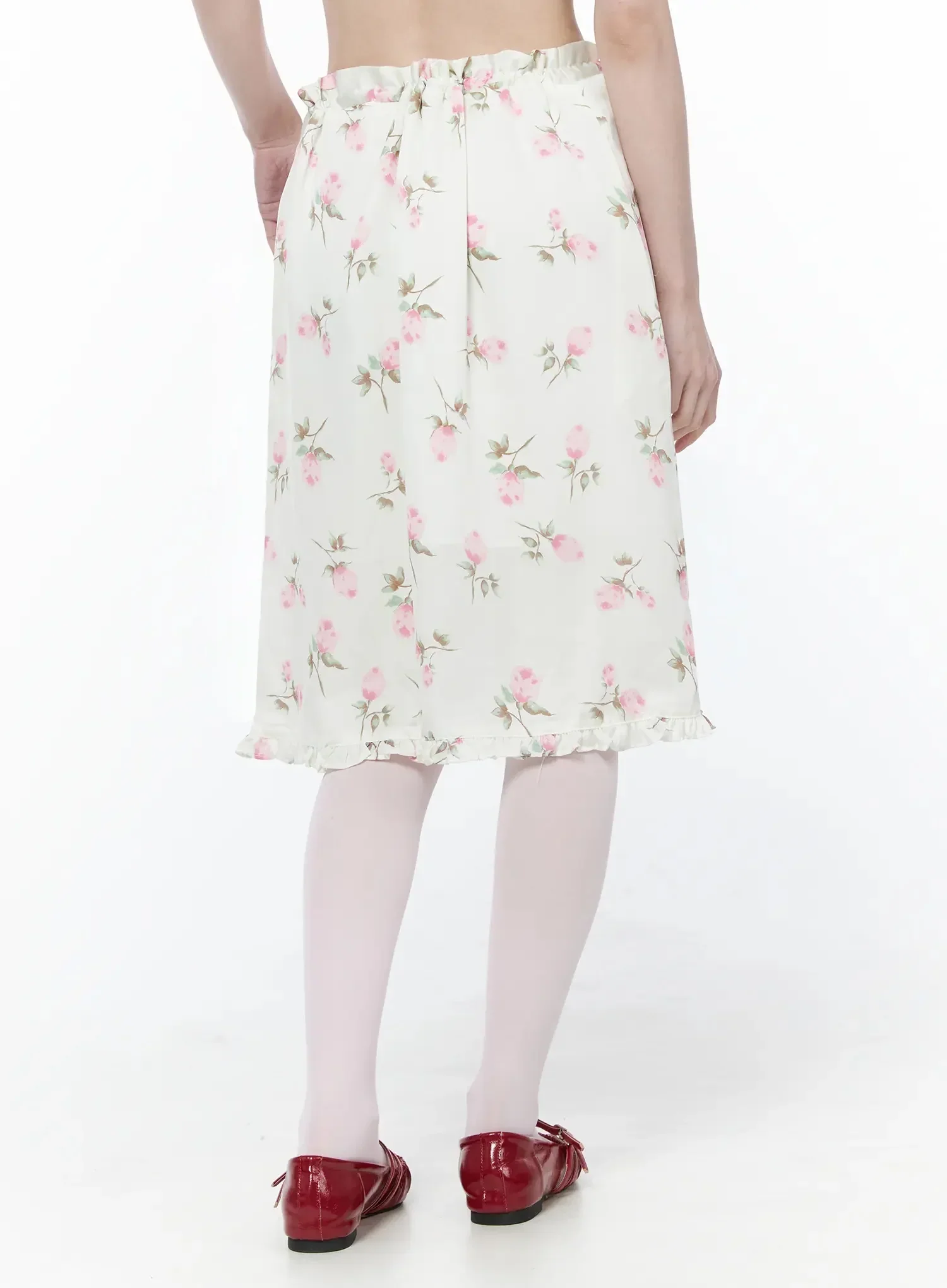 Floral Print Ruffle Hem Midi Skirt IY515 - Image 11