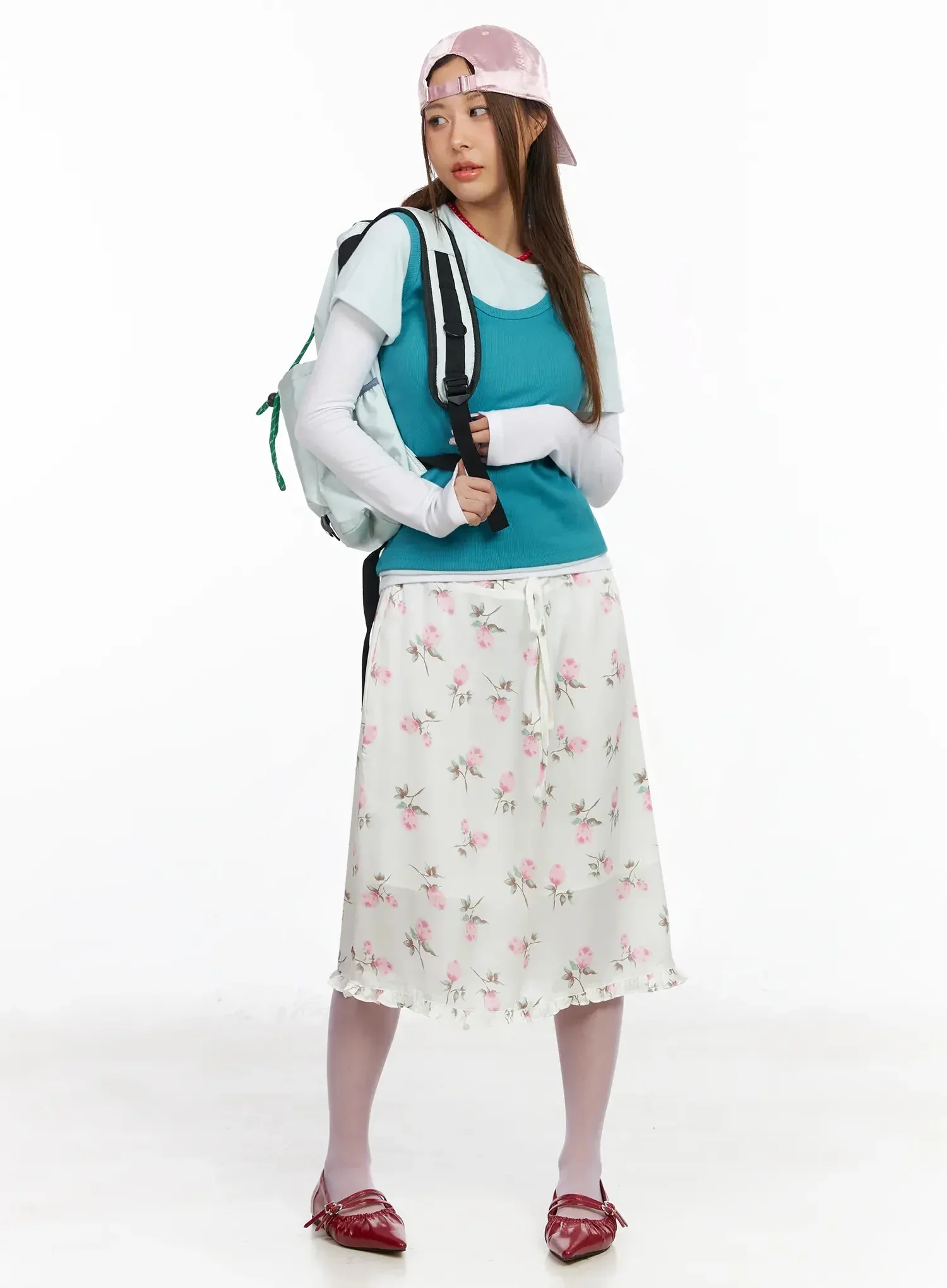 Floral Print Ruffle Hem Midi Skirt IY515 - Image 14