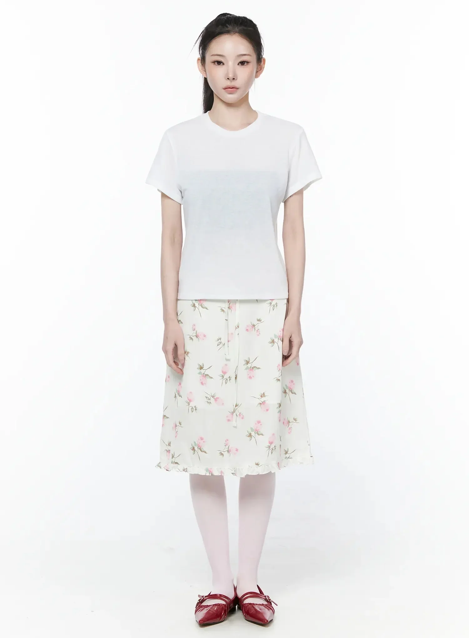 Floral Print Ruffle Hem Midi Skirt IY515 - Image 6