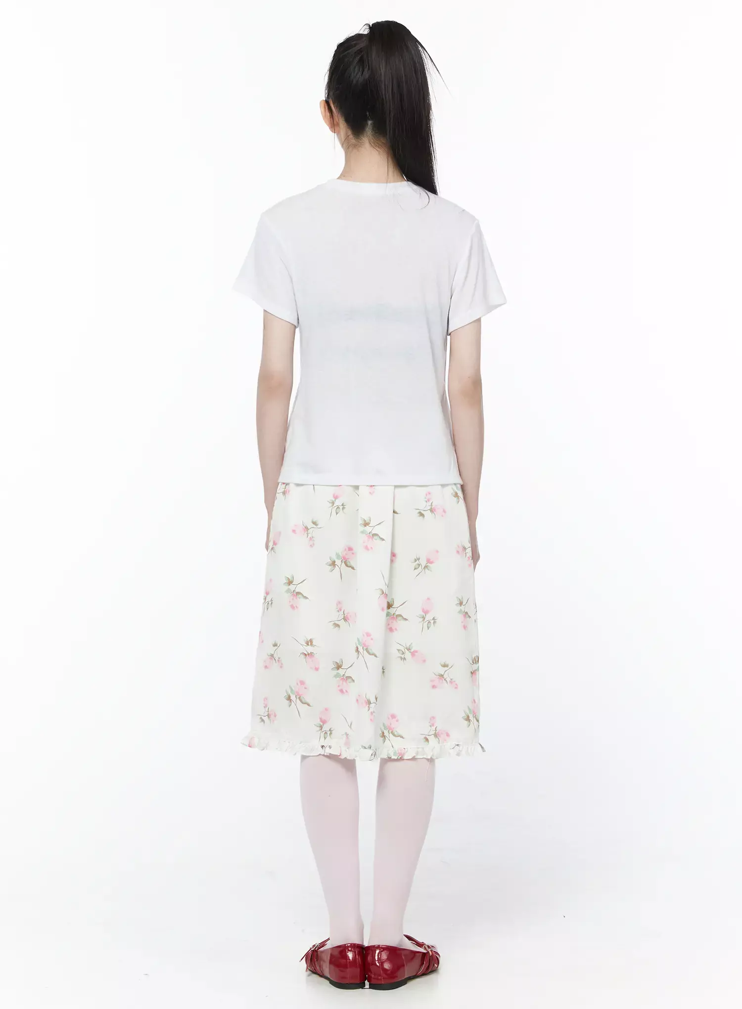 Floral Print Ruffle Hem Midi Skirt IY515 - Image 8