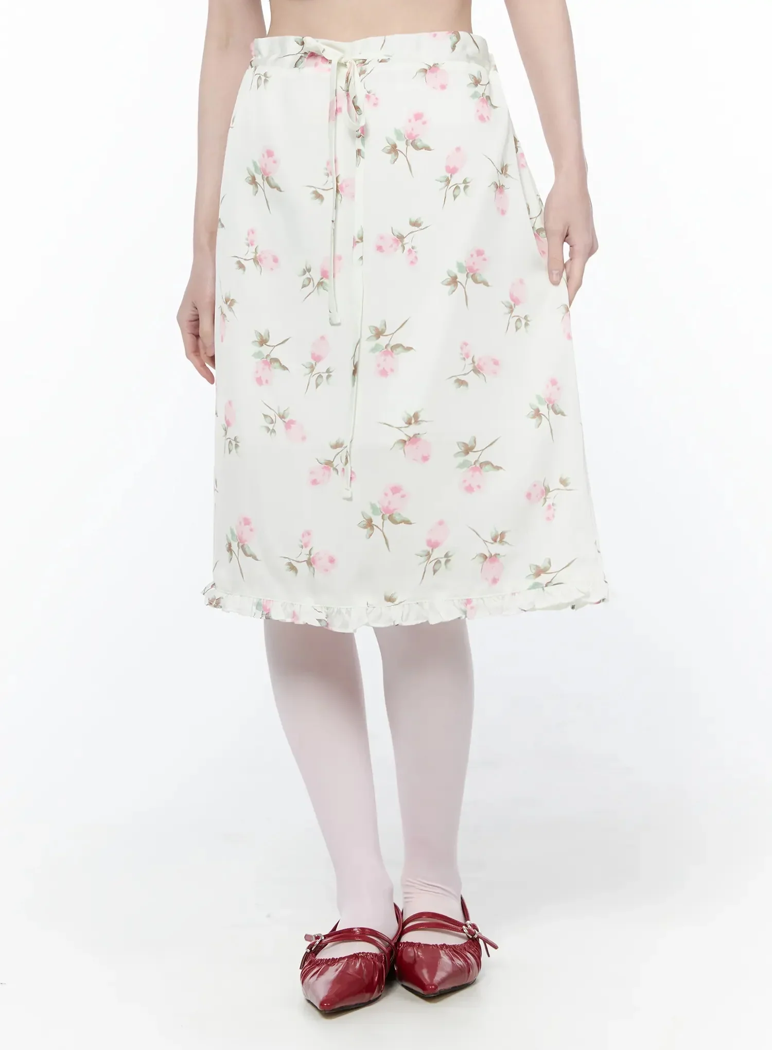Floral Print Ruffle Hem Midi Skirt IY515 - Image 9